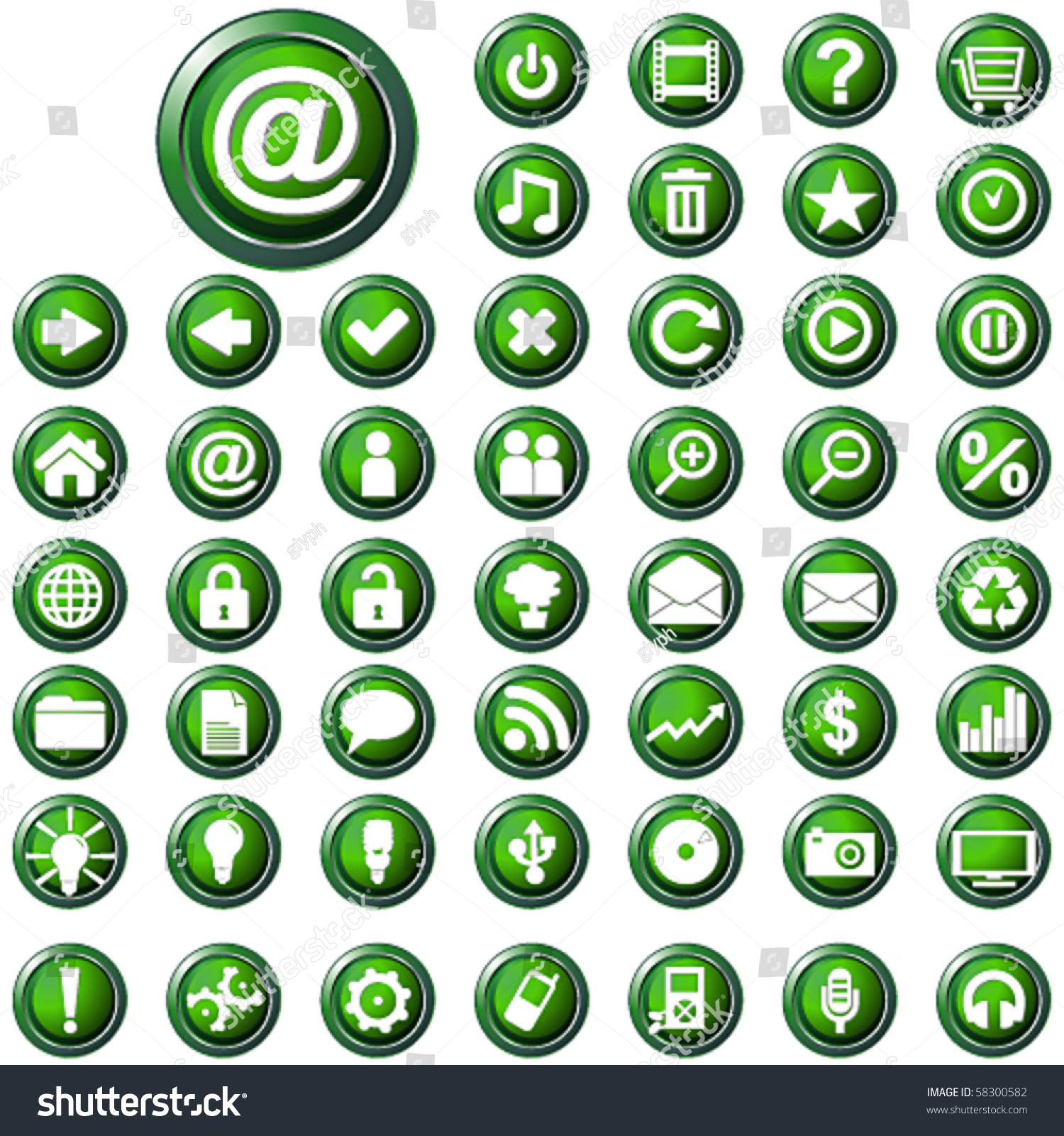 Vector Large Set Of Glossy Green Web Buttons - 58300582 : Shutterstock