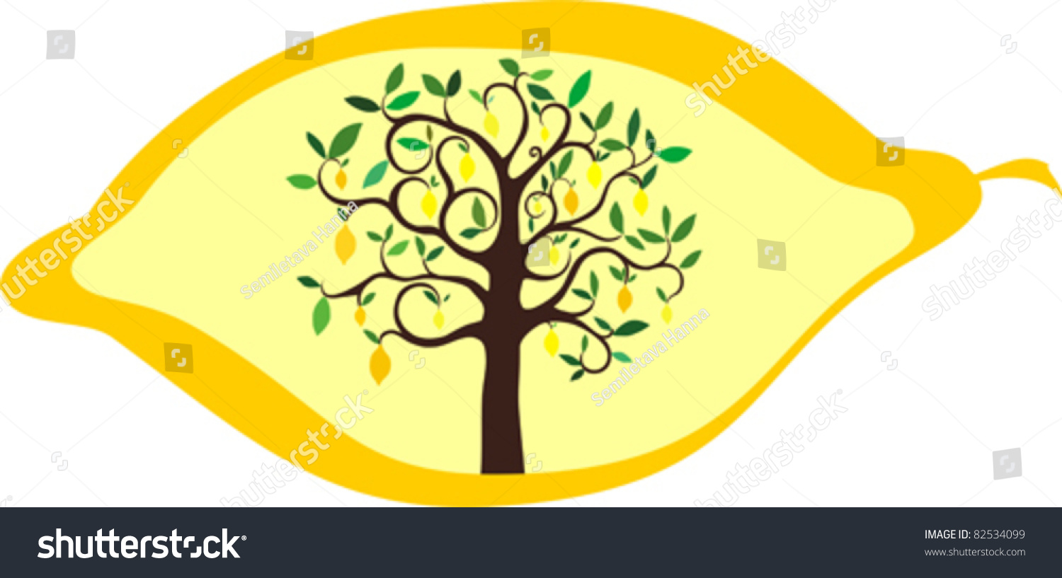 Vector Lemon Tree In Lemon On White Background - 82534099 : Shutterstock