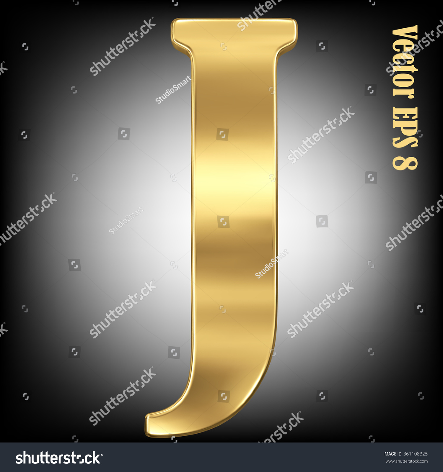 Vector Letter J Gold Solid Alphabet Stock Vector Royalty Free