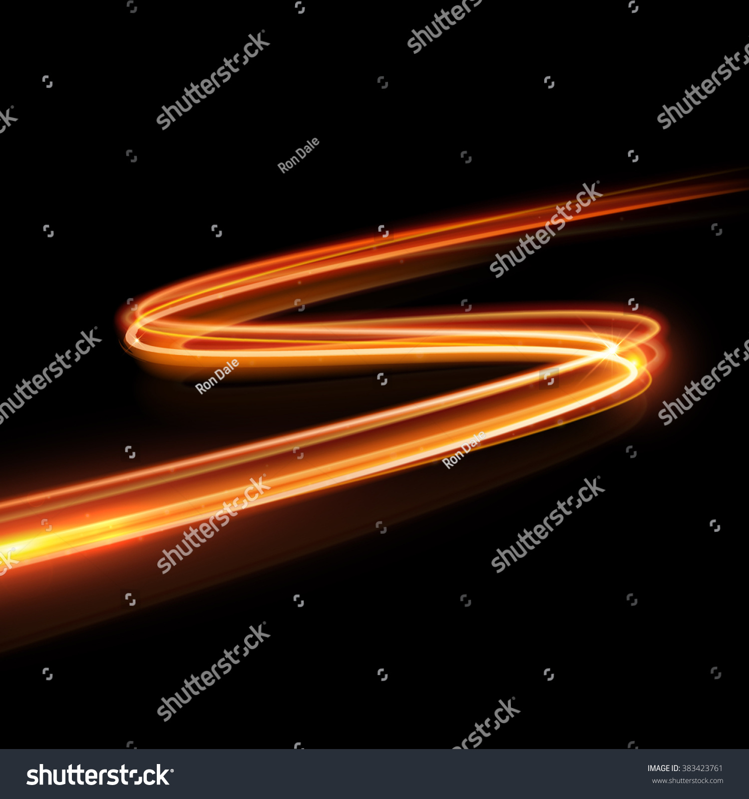 Vector Light Trace Effect. Glowing Spark Zig Zag Swirl Trail Tracing