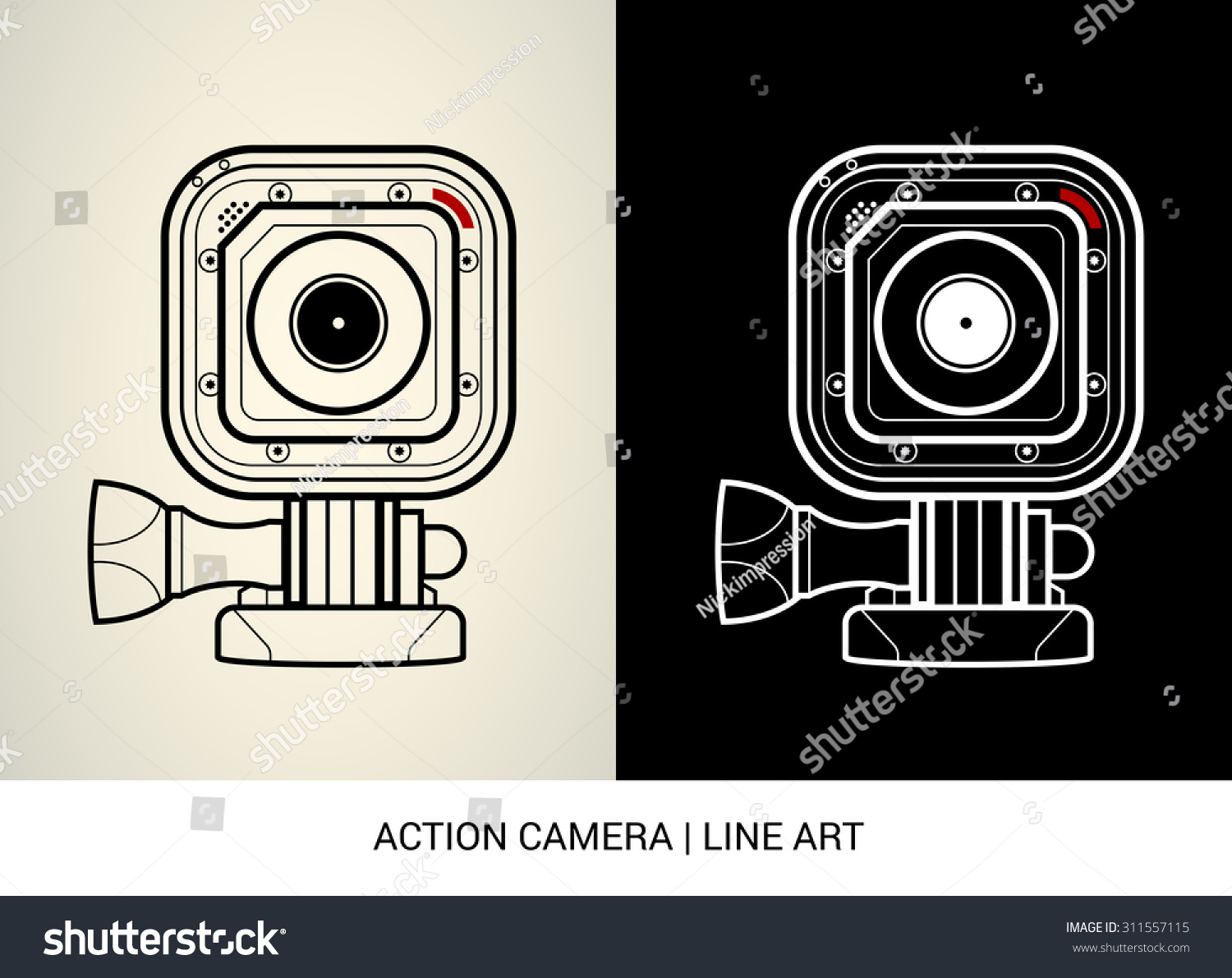 Line Art Action Photo : Vector line art action camera stock
