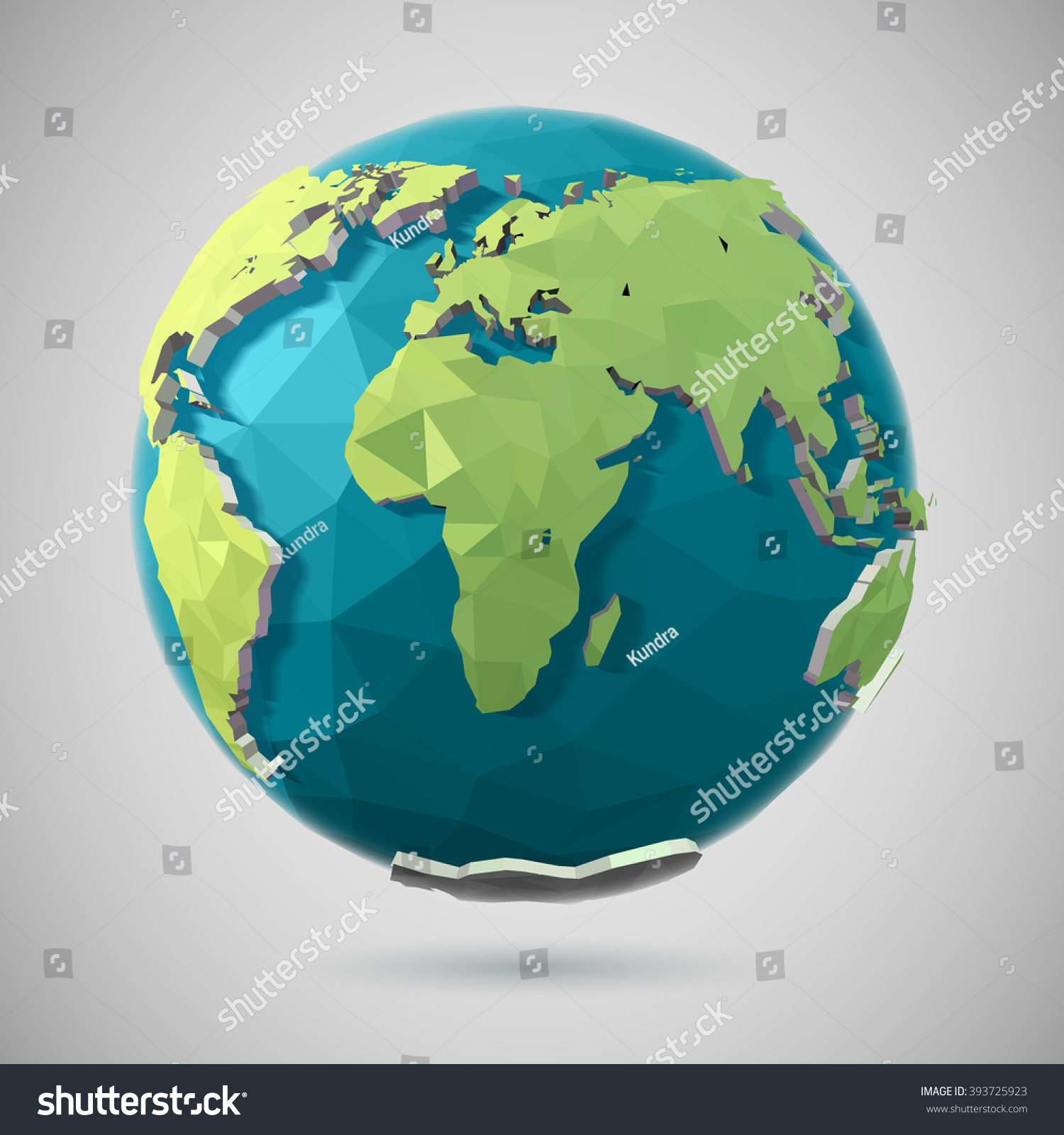Vector Low Poly Earth Illustration Polygonal Globe Icon 393725923