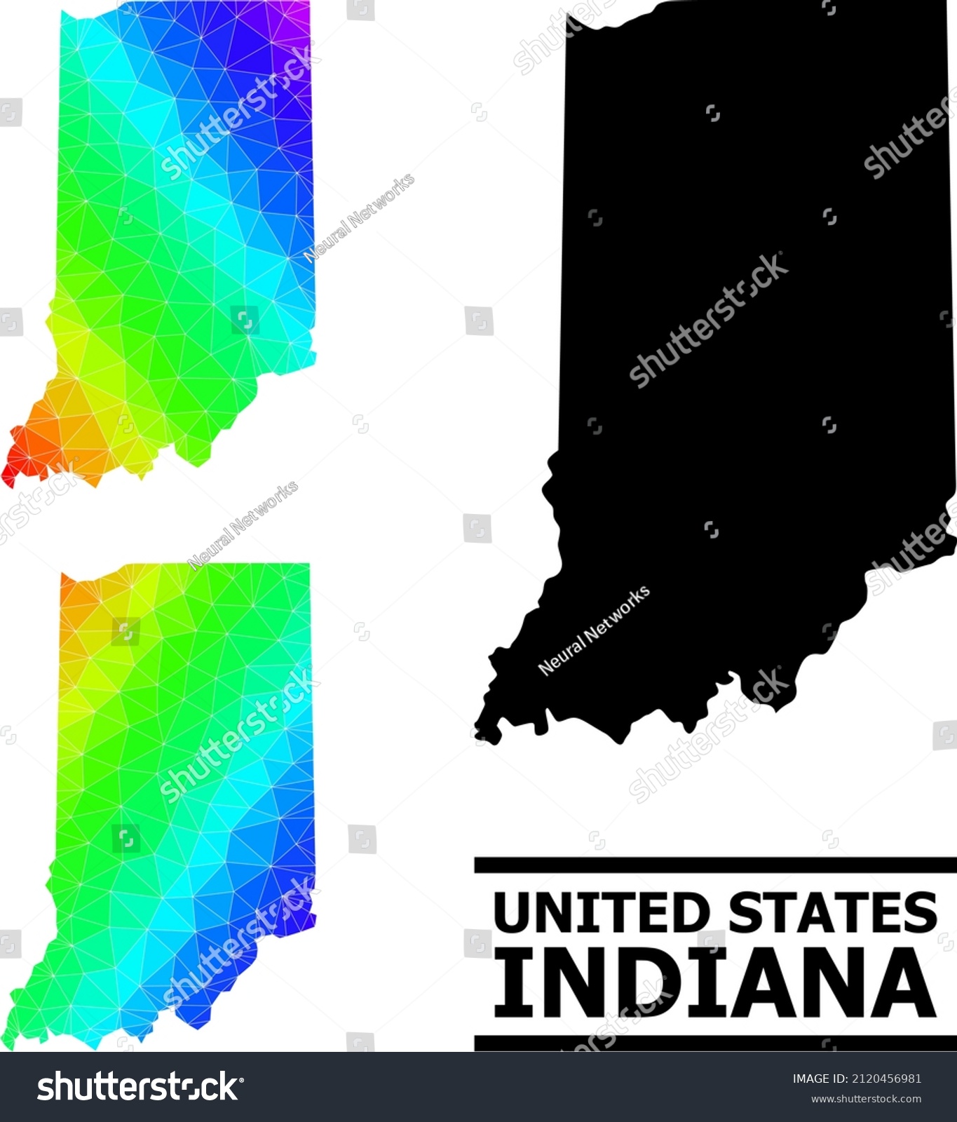 Vector Lowpoly Spectral Colored Map Indiana Stock Vector Royalty Free