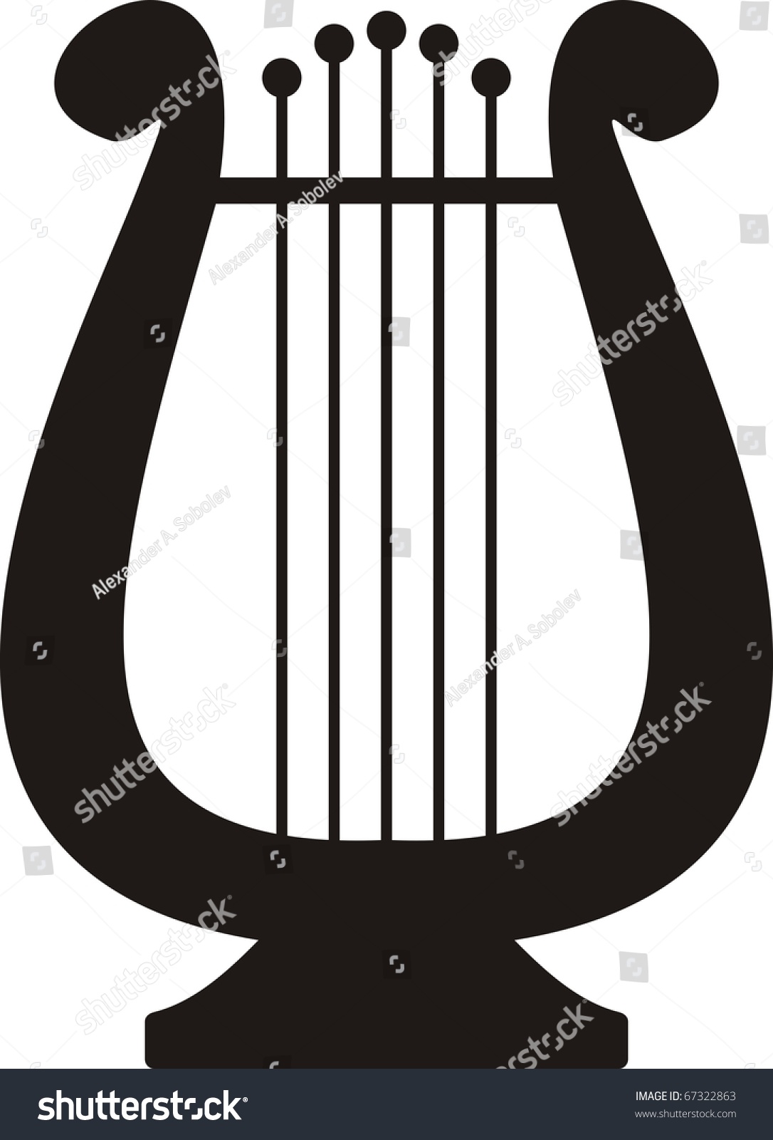 Vector Lyre Symbol Of Music And Arts Isolated Black Illustration On