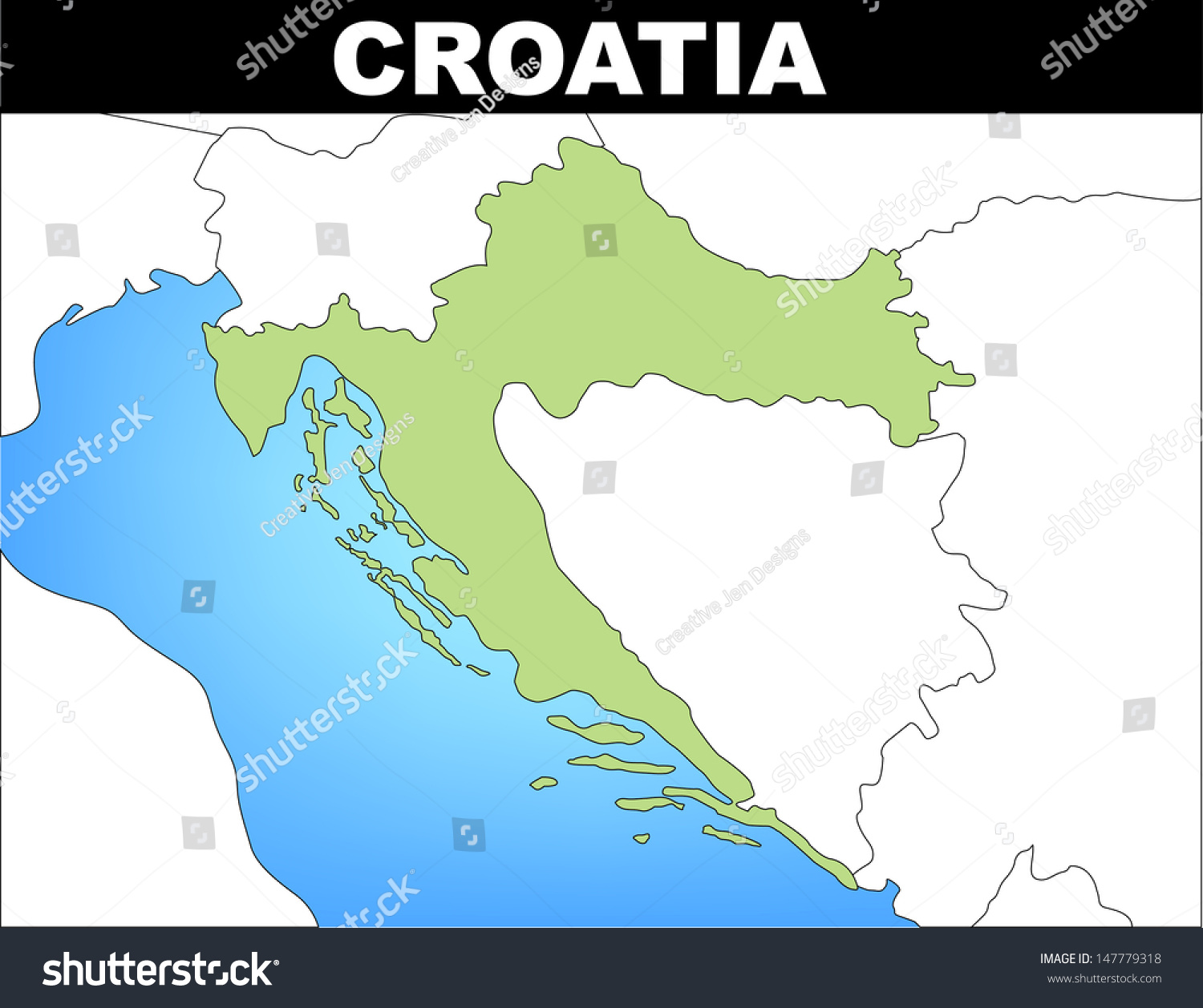 Vector Map Of Croatia Illustrator Version Eps Shutterstock