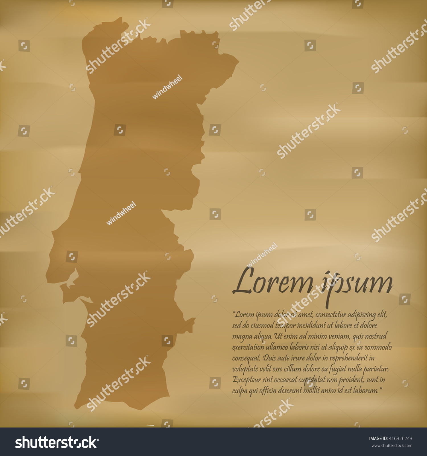 Vector Map Portugal Old Paper Stock Vector Royalty Free 416326243