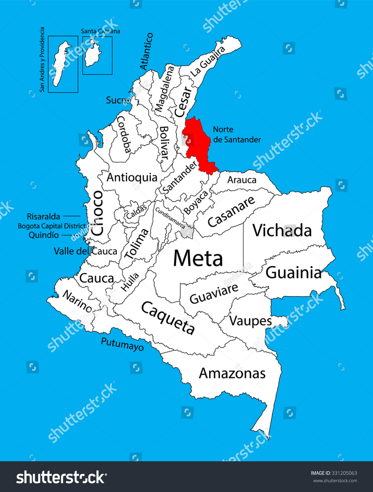 Vector Map Region Norte De Santander Stock Vector 331205063 - Shutterstock