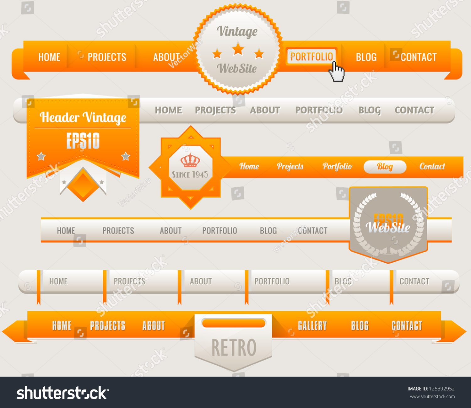 Vector Menu Header Design Stock Vector 125392952 Shutterstock
