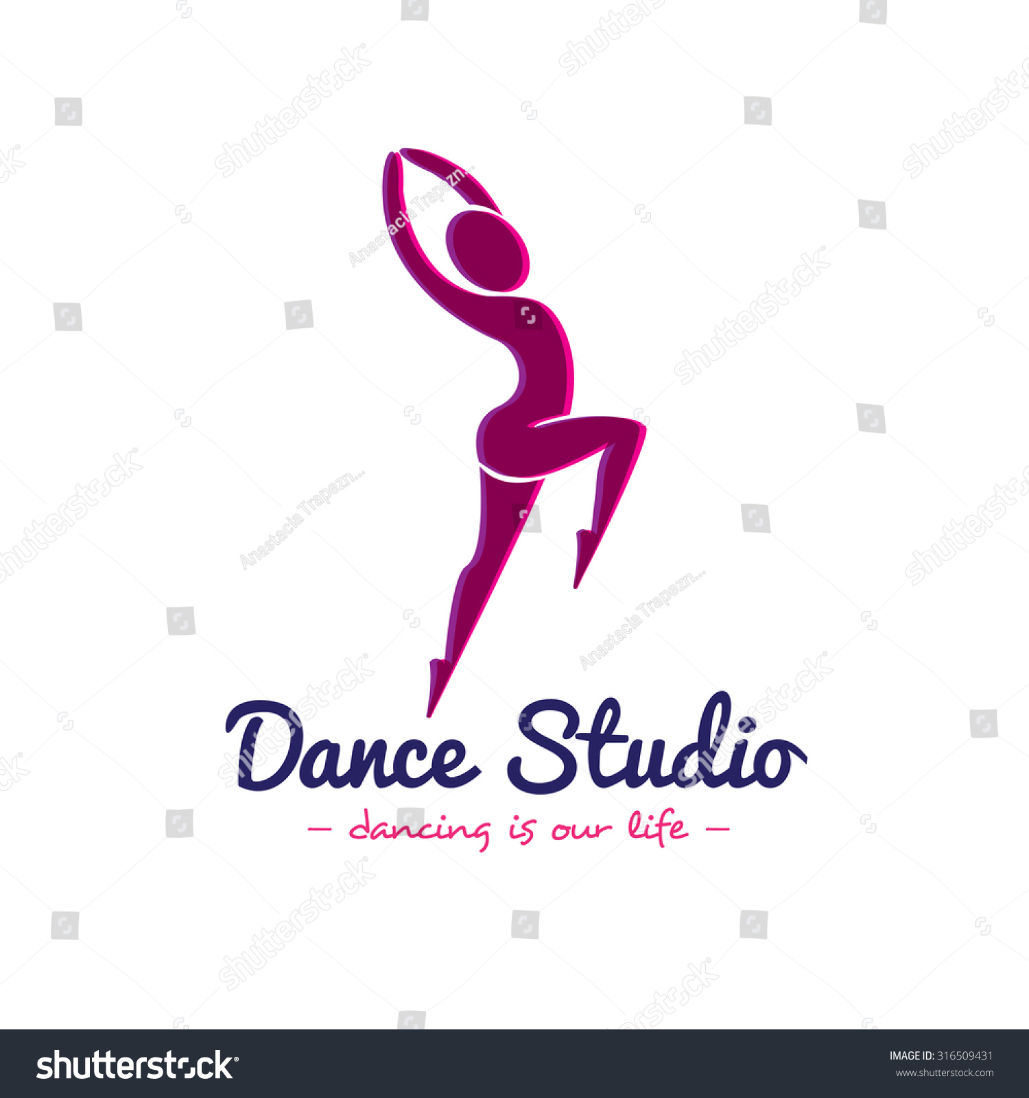 Vector Minimalistic Dance Studio Logo Dancer Stock Vector 316509431