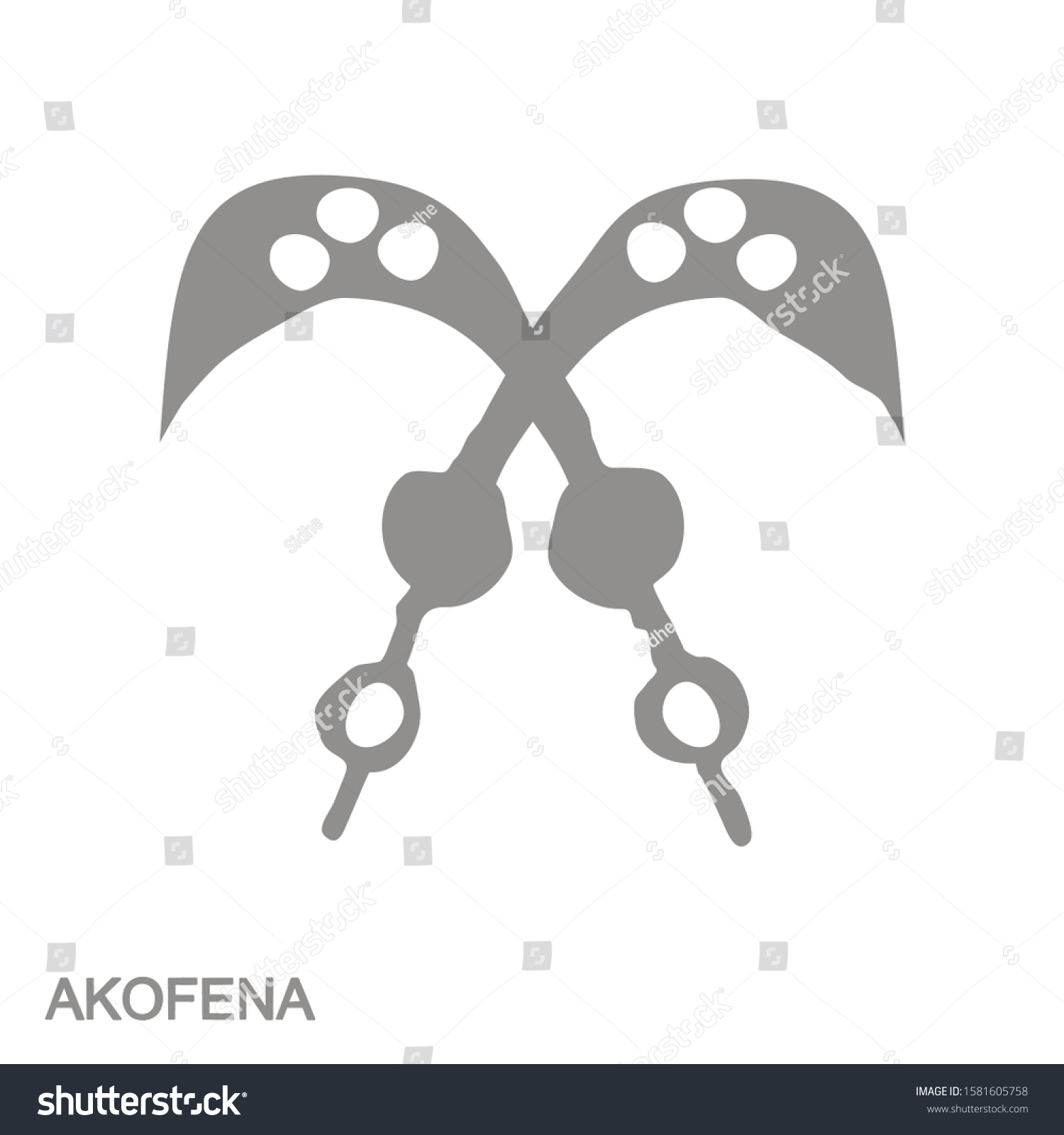 Vector Monochrome Icon Adinkra Symbol Akofena Stock Vector Royalty