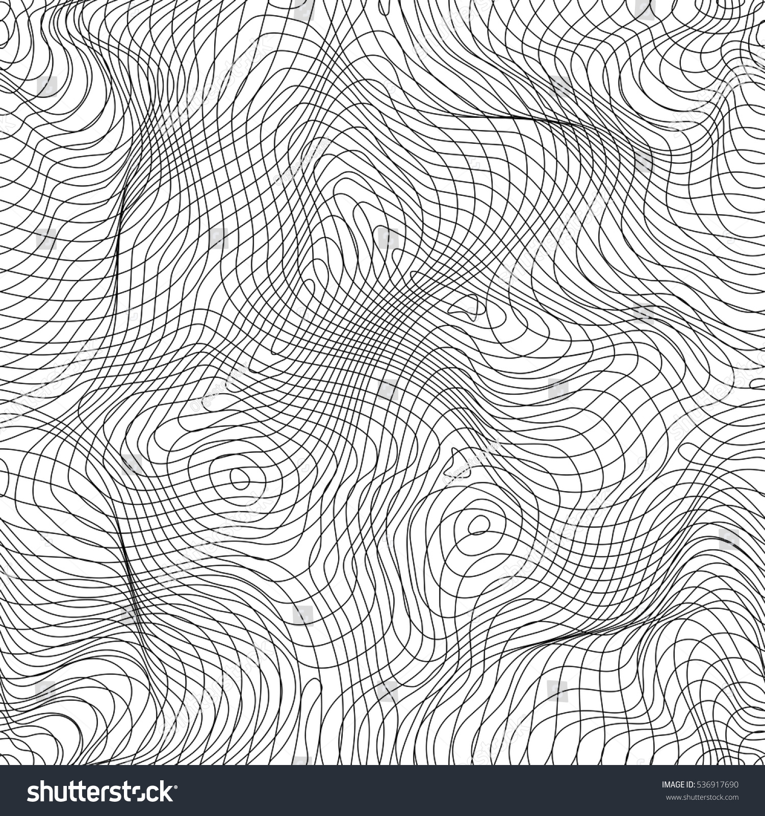 Vector Monochrome Seamless Pattern Curved Lines Stock Vector Royalty