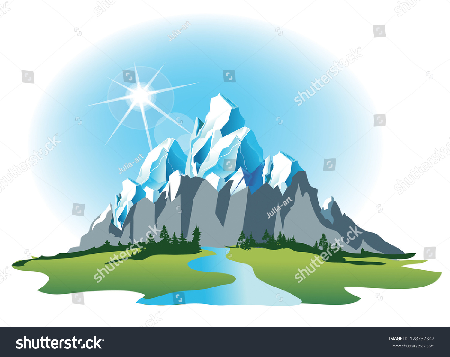 Vector Mountain - 128732342 : Shutterstock