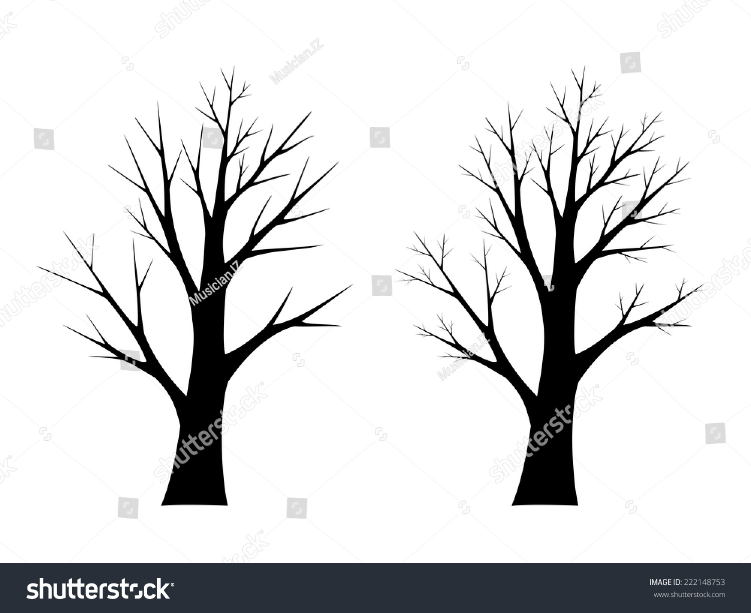 Vector Naked Trees Silhouettes Stock Vector Royalty Free Shutterstock