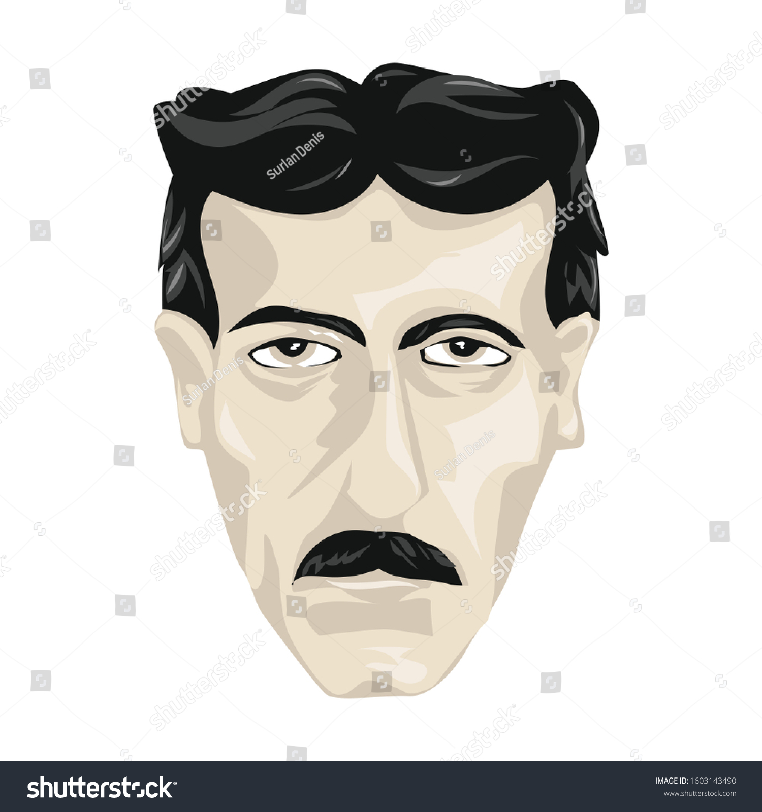 Vector Nikola Tesla Portrait Illustration Stock Vector Royalty Free