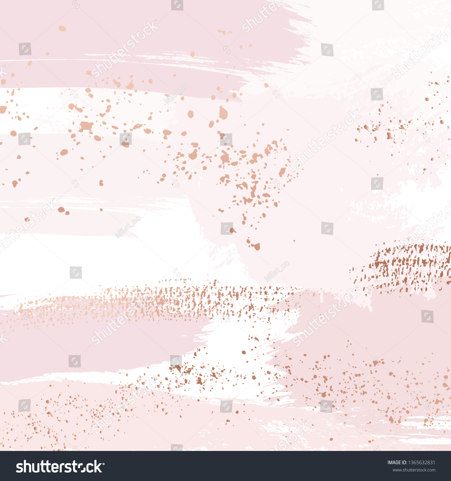 Vector Nude Rose Brush Strokes Golden Stock Vector Royalty Free