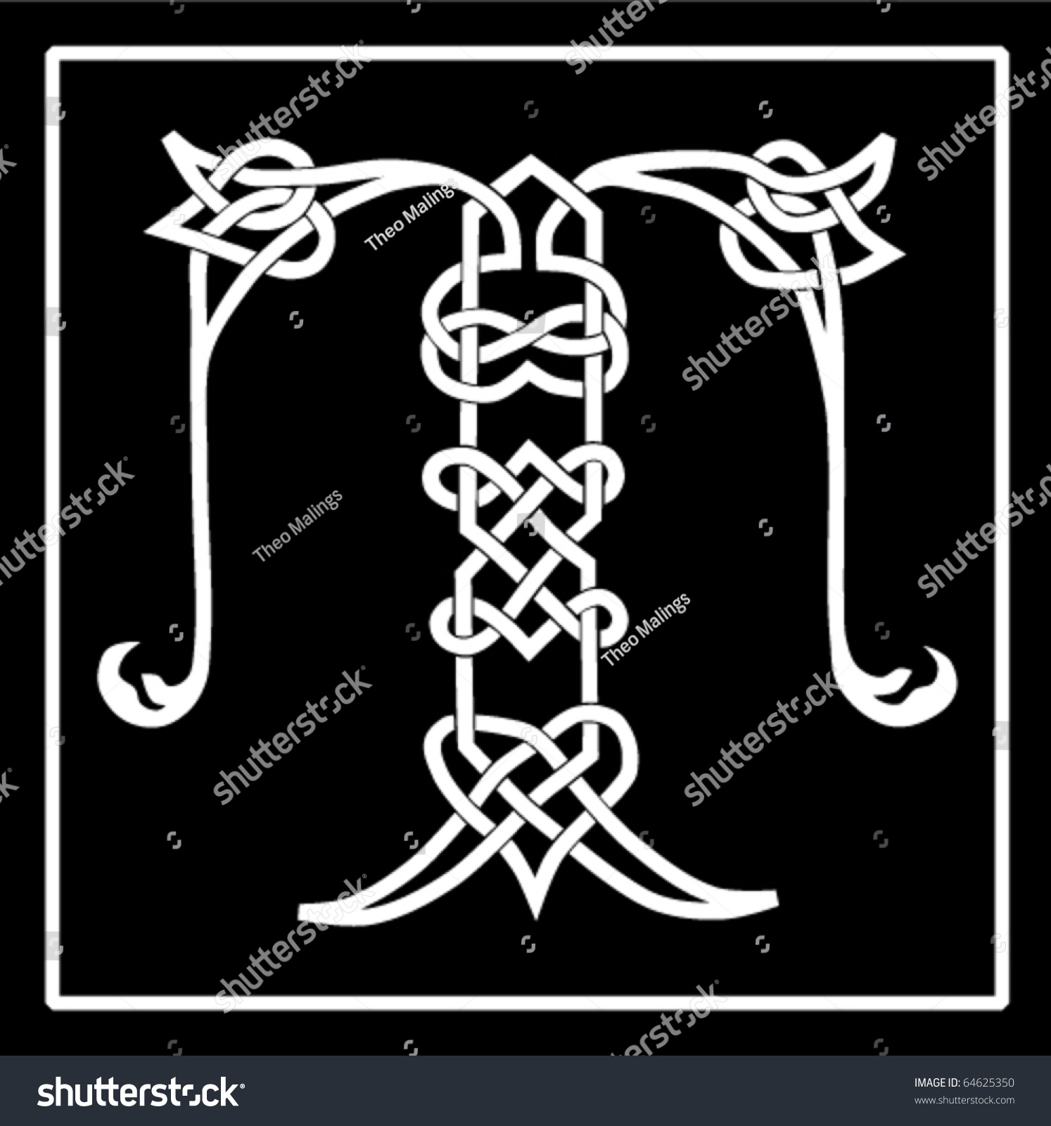 Vector Celtic Knotwork Capital Letter T Stock Vector 64625350 ...