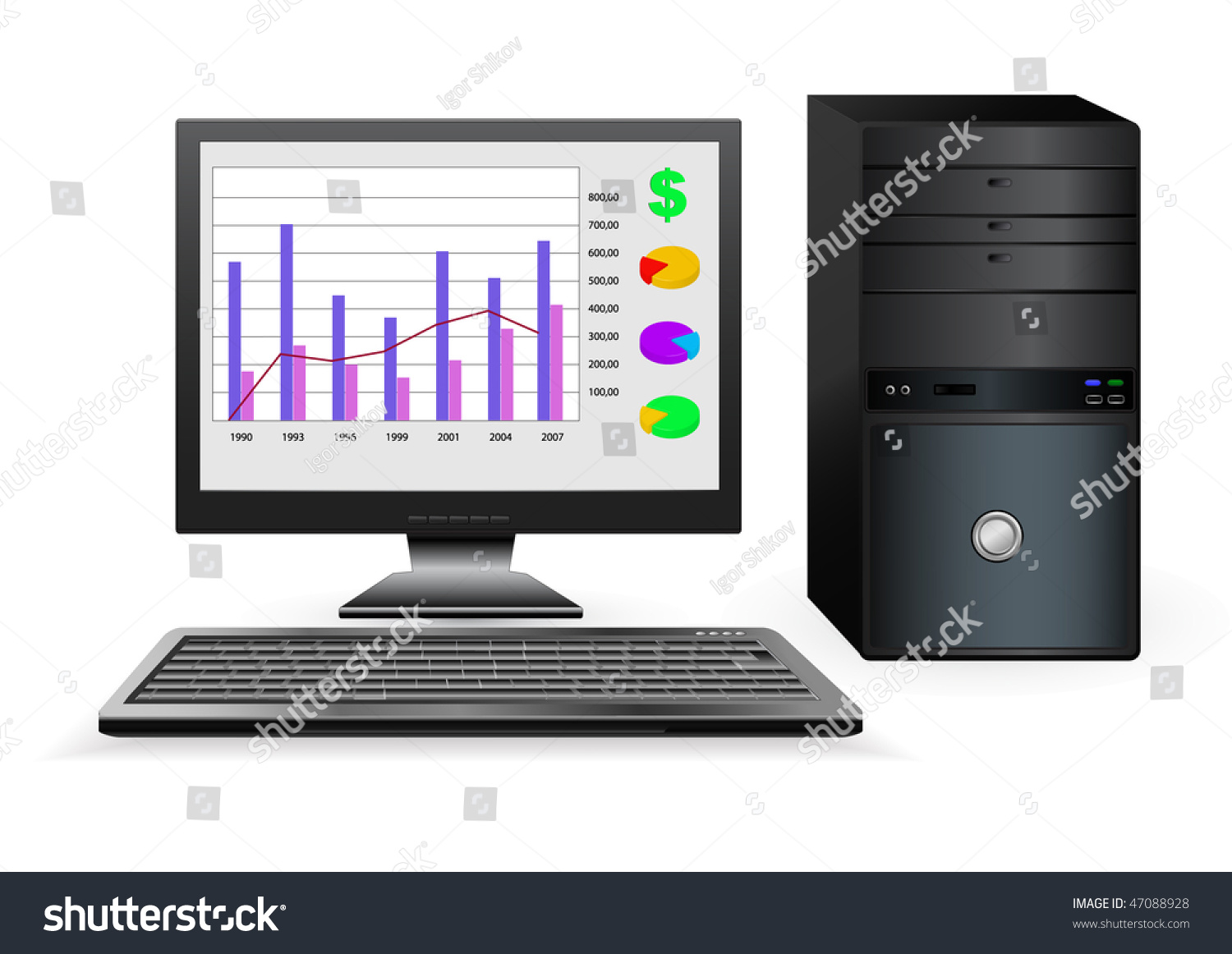 Vector Office Computer Business Diagram Stock Vector