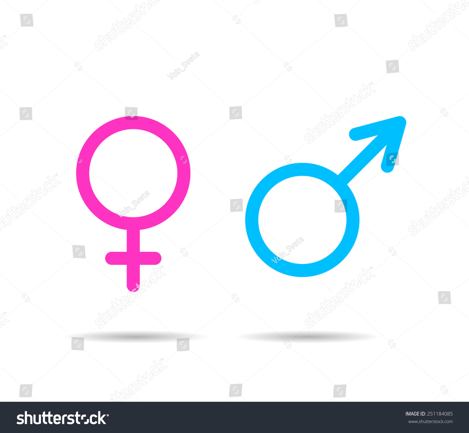 Vector Outlines Icons Of Gender Male And Female Symbols Isolated On