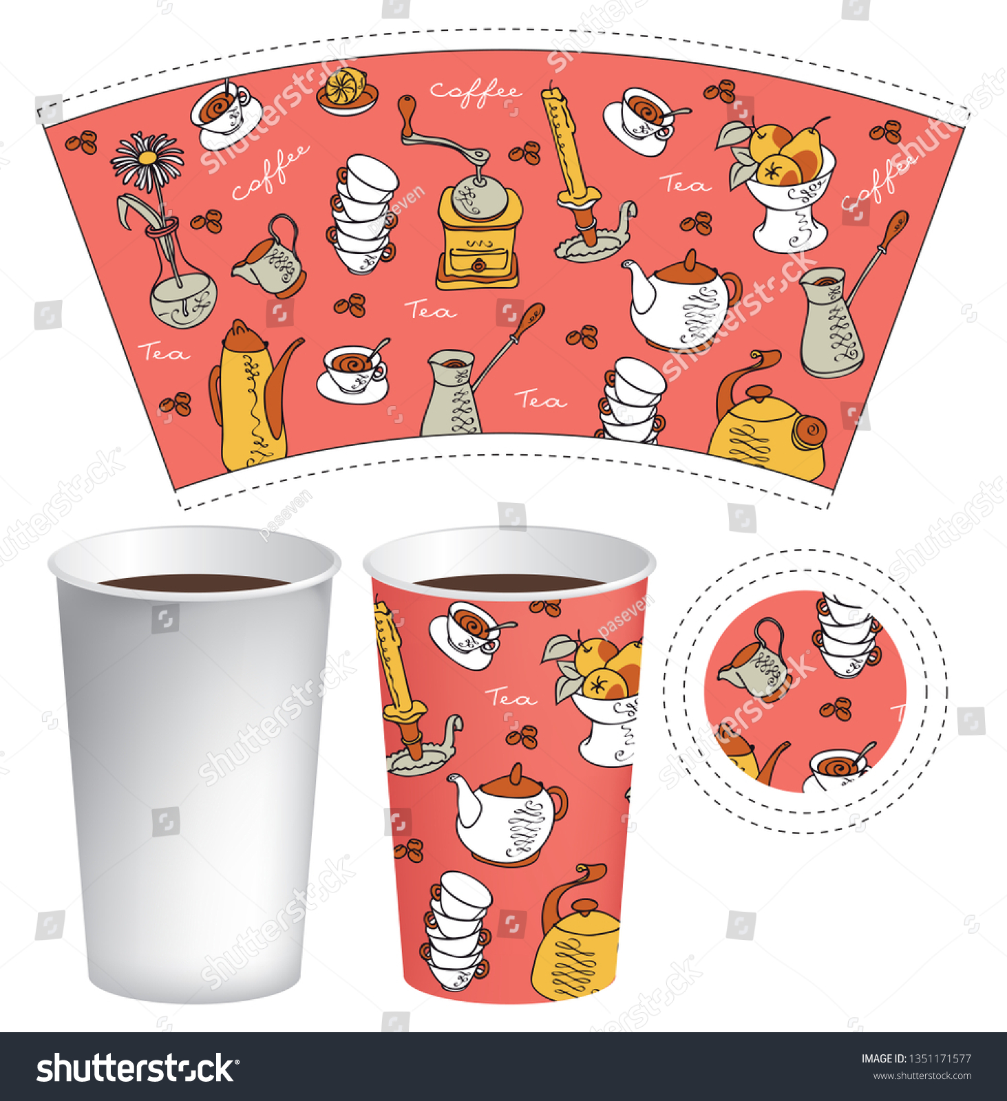 Vector Paper Cup Template Hot Drink Stock Vector Royalty Free