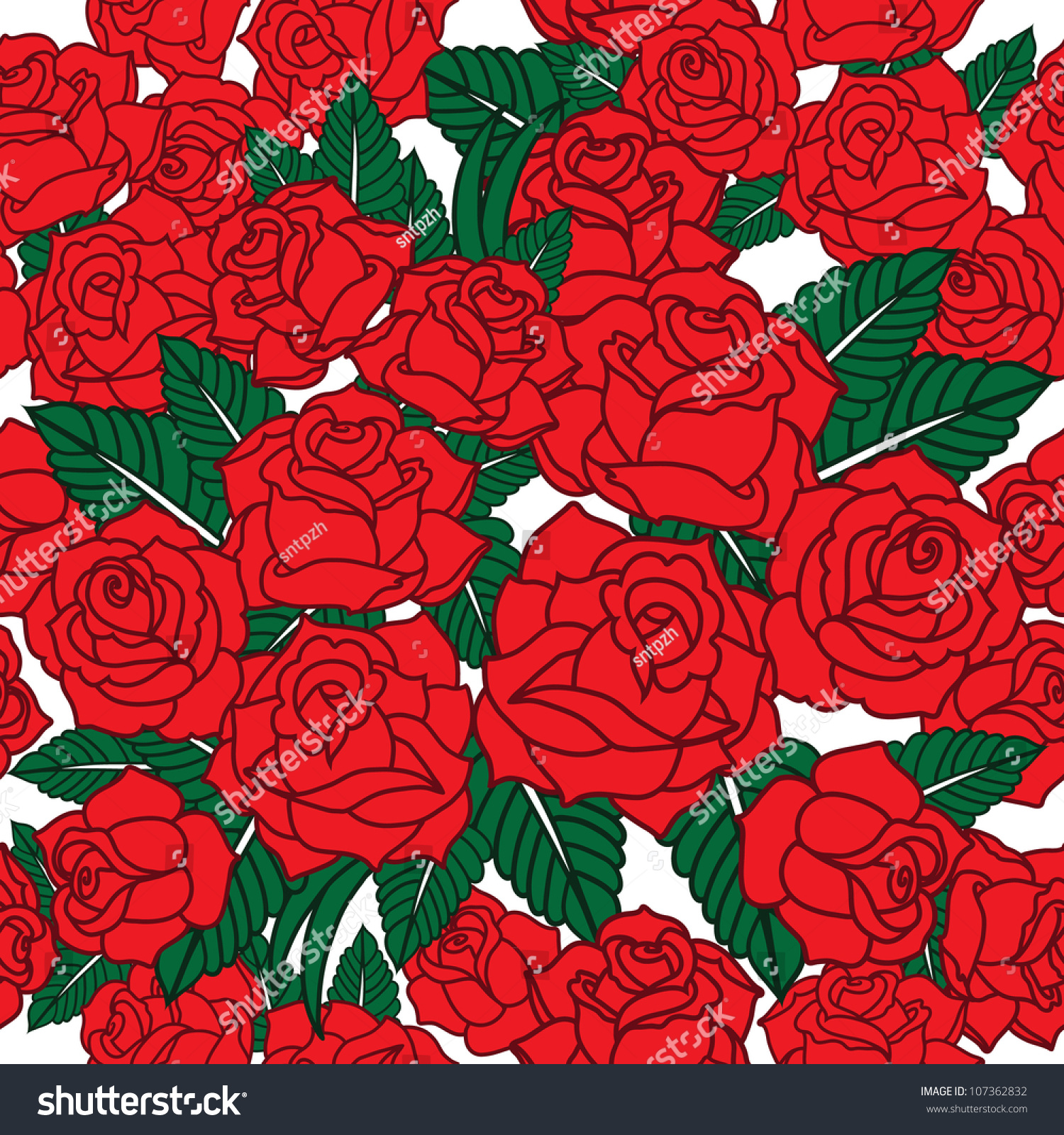 Vector Pattern With Roses - 107362832 : Shutterstock