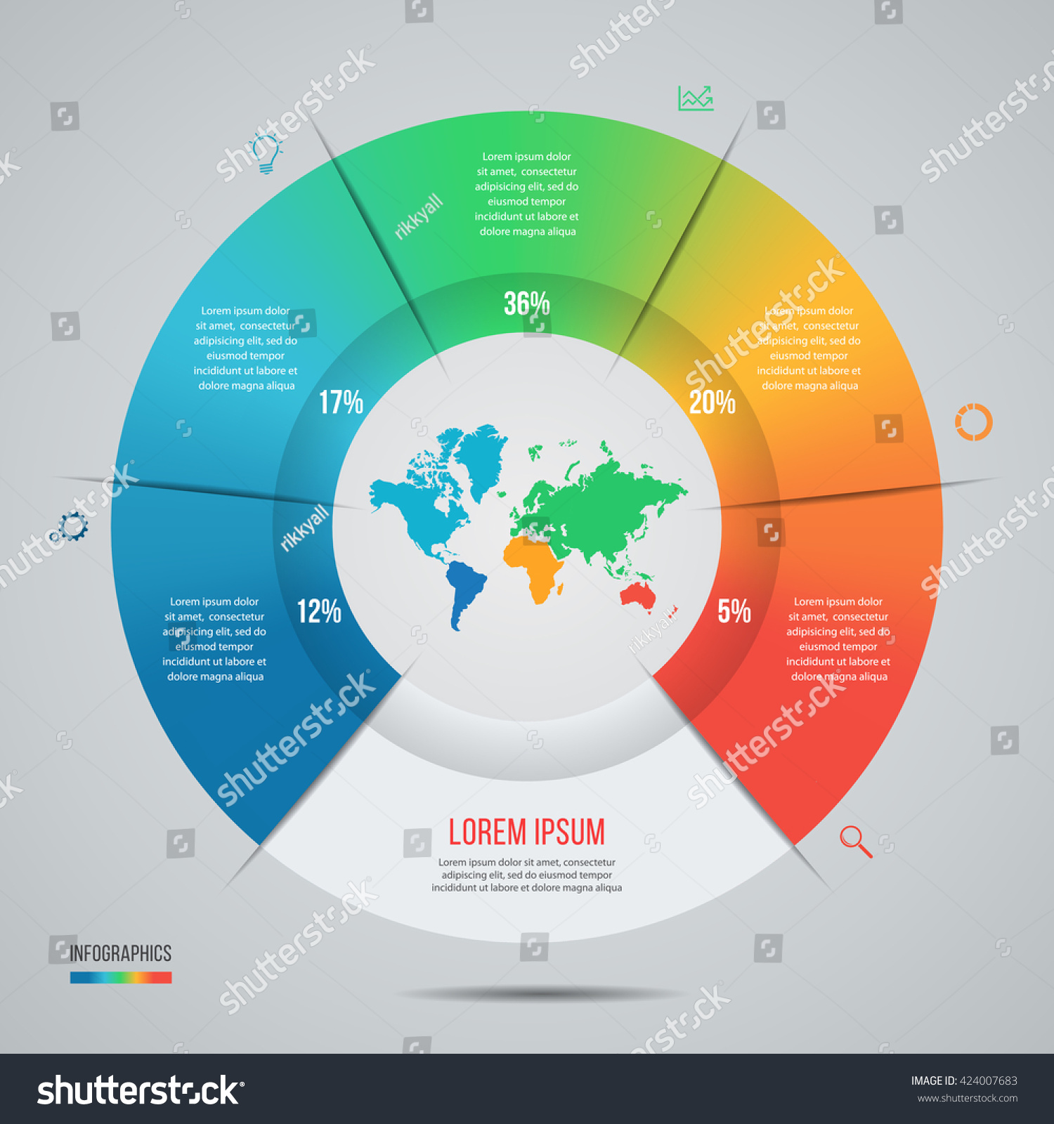 Vector Pie Chart Template Graphs Charts Stock Vector Royalty Free