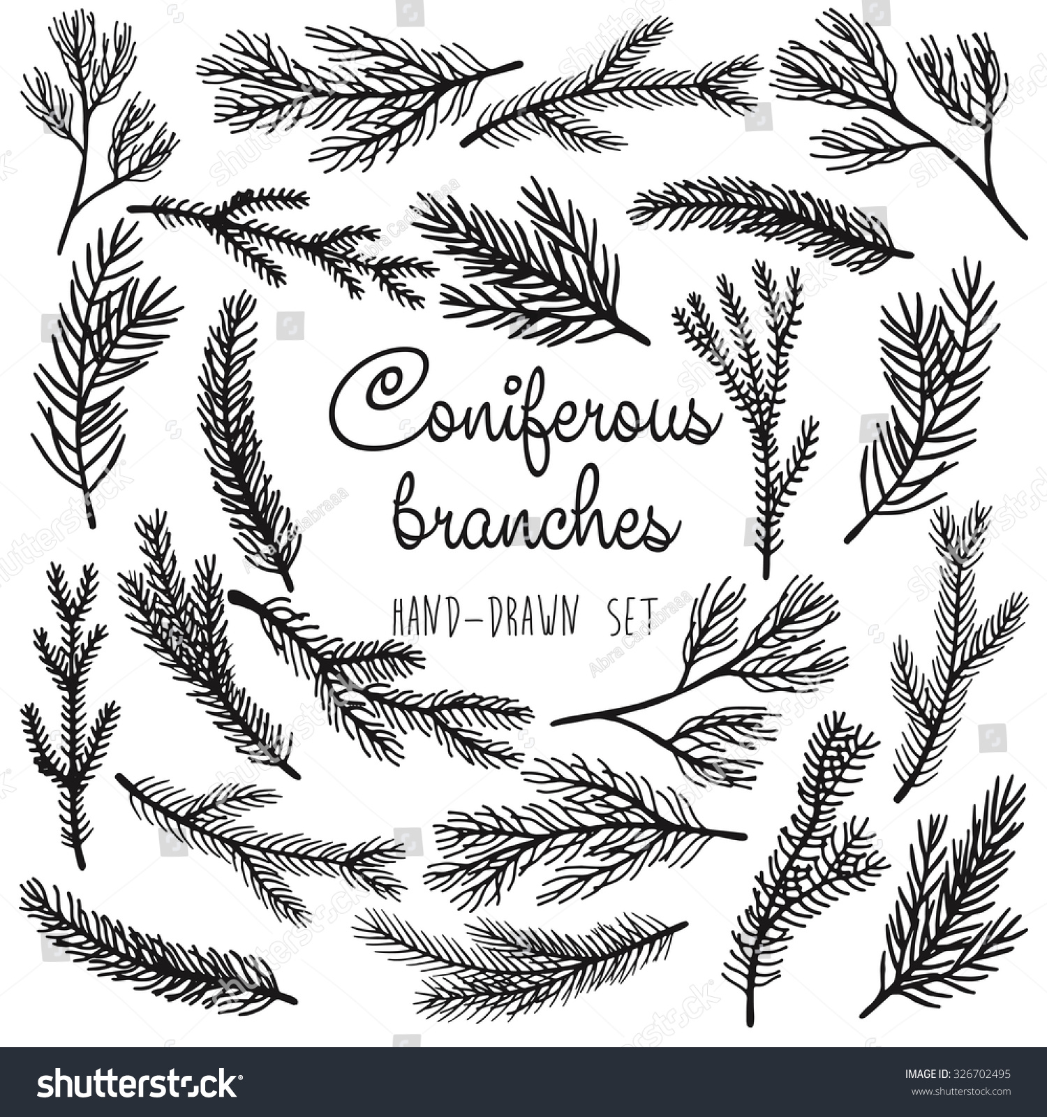 Vector Pine Tree Branches Set Black Stock Vector 326702495 - Shutterstock