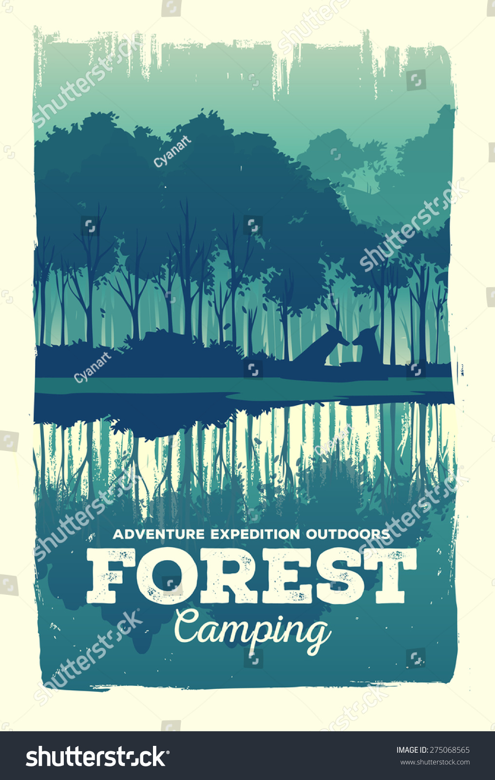 Vector Poster Landscape Forest Silhouette Stock Vector 275068565