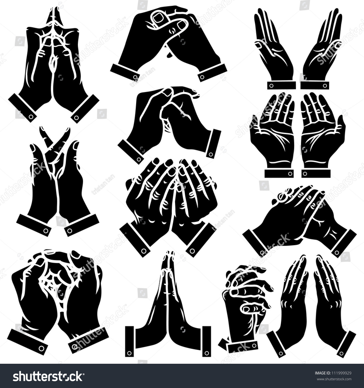 Vector Praying Hands Silhouettes Set 111999929 Shutterstock