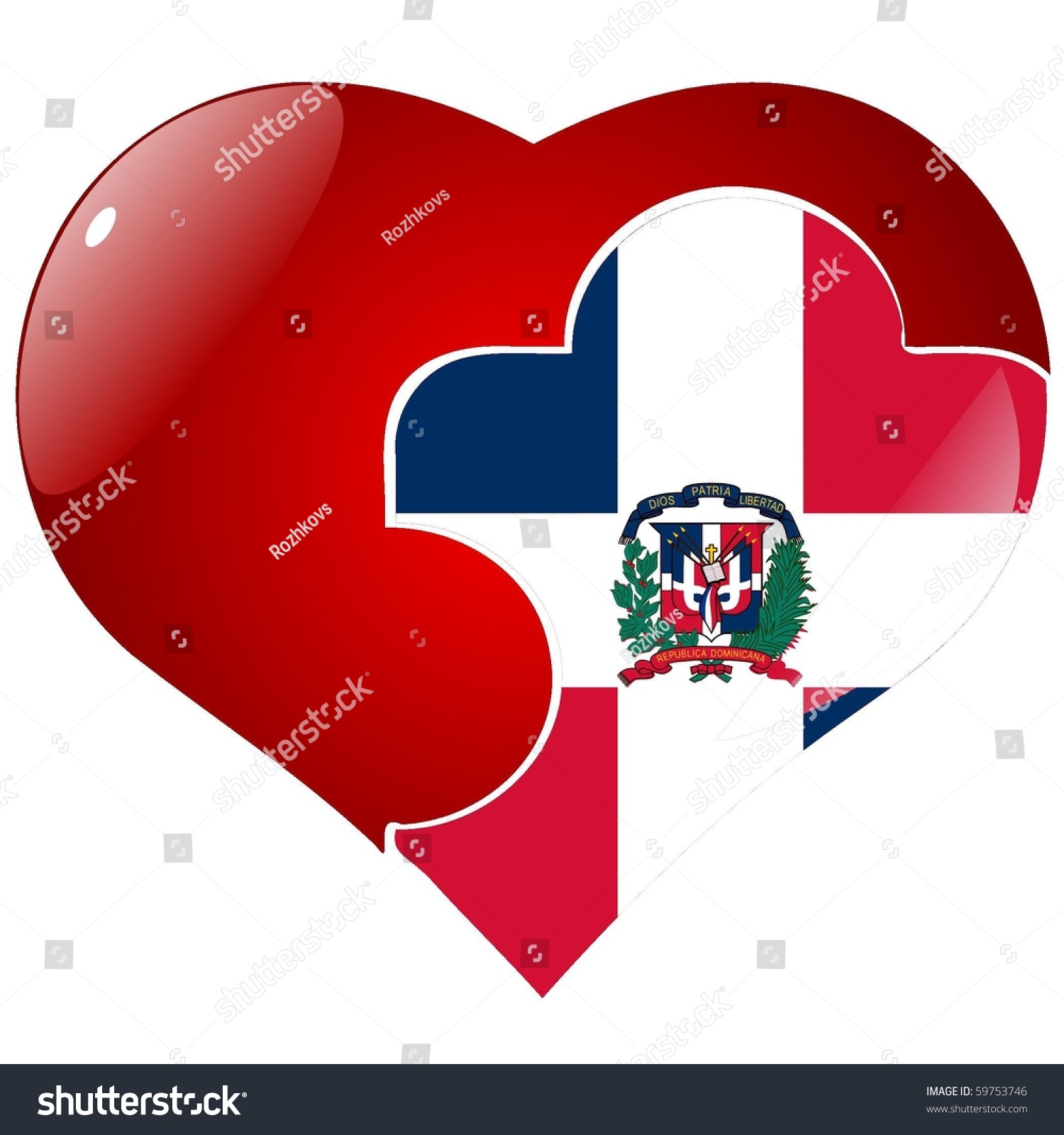 Vector Red Heart National Flag Dominican Stock Vector 59753746 Shutterstock
