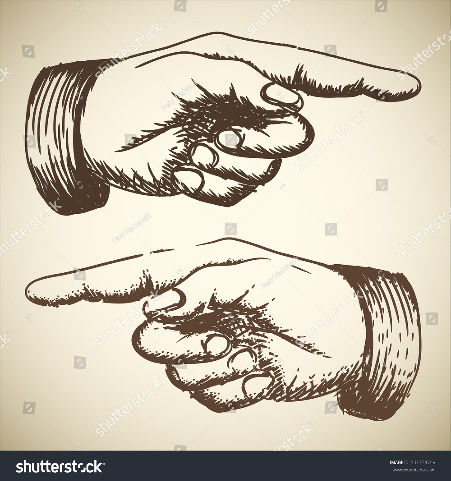 Vector Retro Vintage Pointing Hand Drawing - 101753749 : Shutterstock