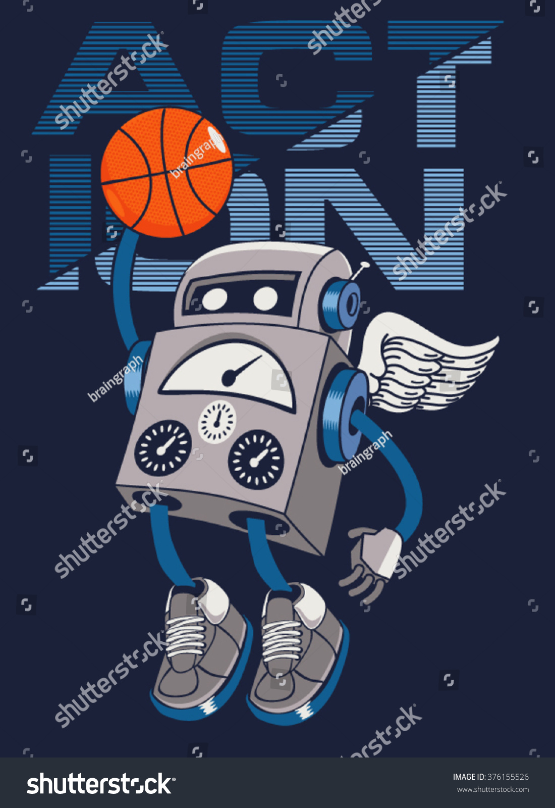 Vector Robot Basketball Player Design Stock Vector 376155526 - Shutterstock