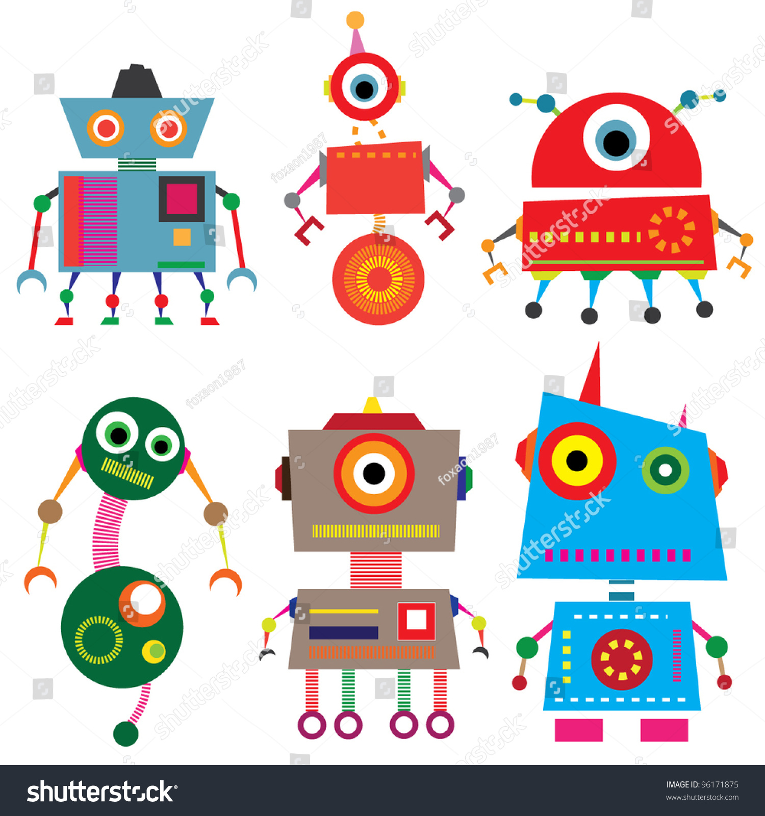 Vector Robot Set - 96171875 : Shutterstock