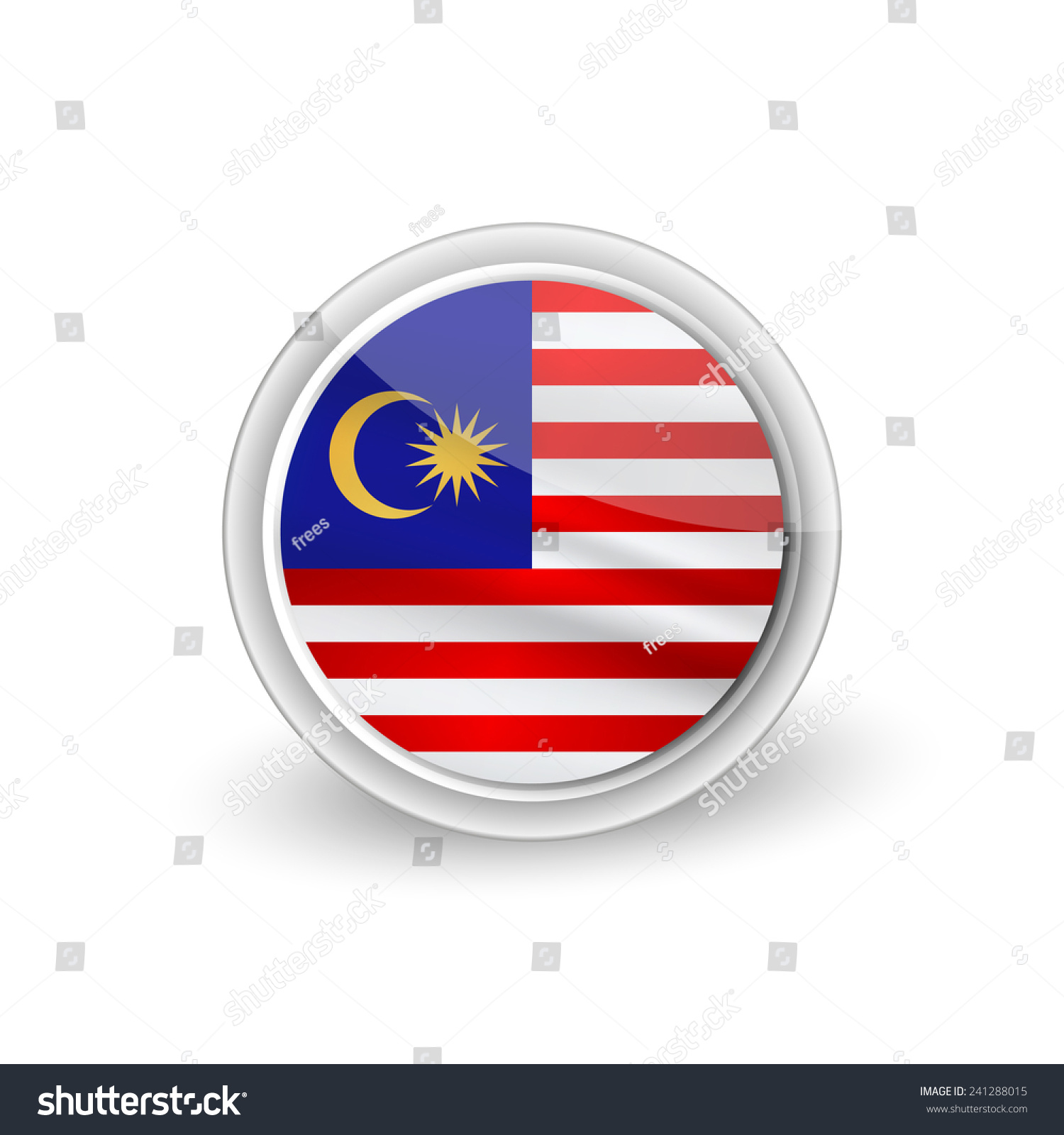 Vector Rounded Waving Flag Button Icon Stock Vector Royalty Free