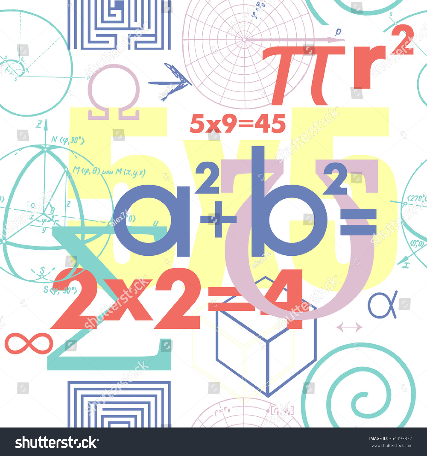 Vector Seamless Pattern Mathematical Formulas Symbols Stock Vector Shutterstock