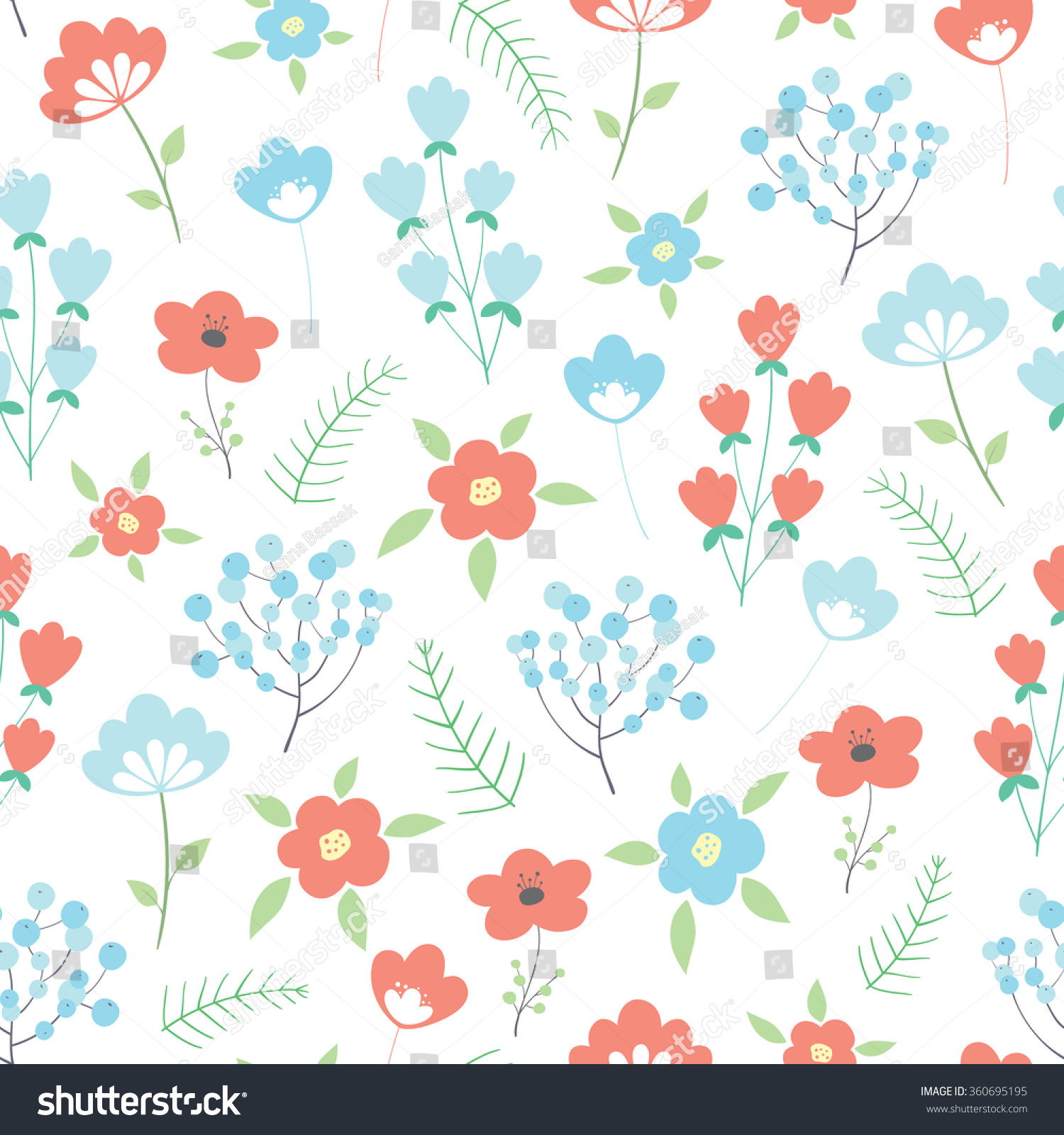 Vector Seamless Spring Floral Pattern Flowers Stock Vector 360695195