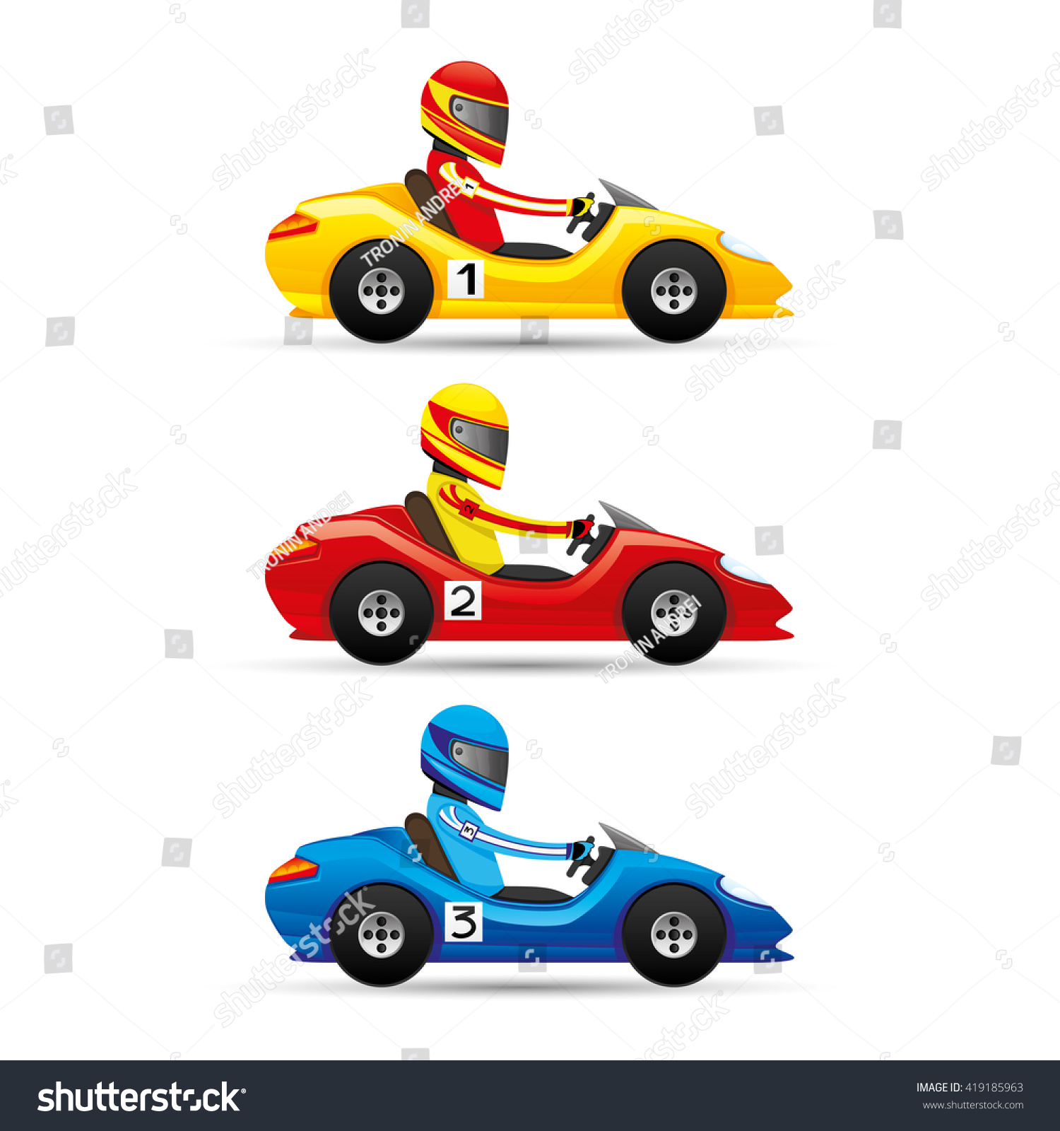 Vector set Mini racing cars Vector set Mini racing cars
