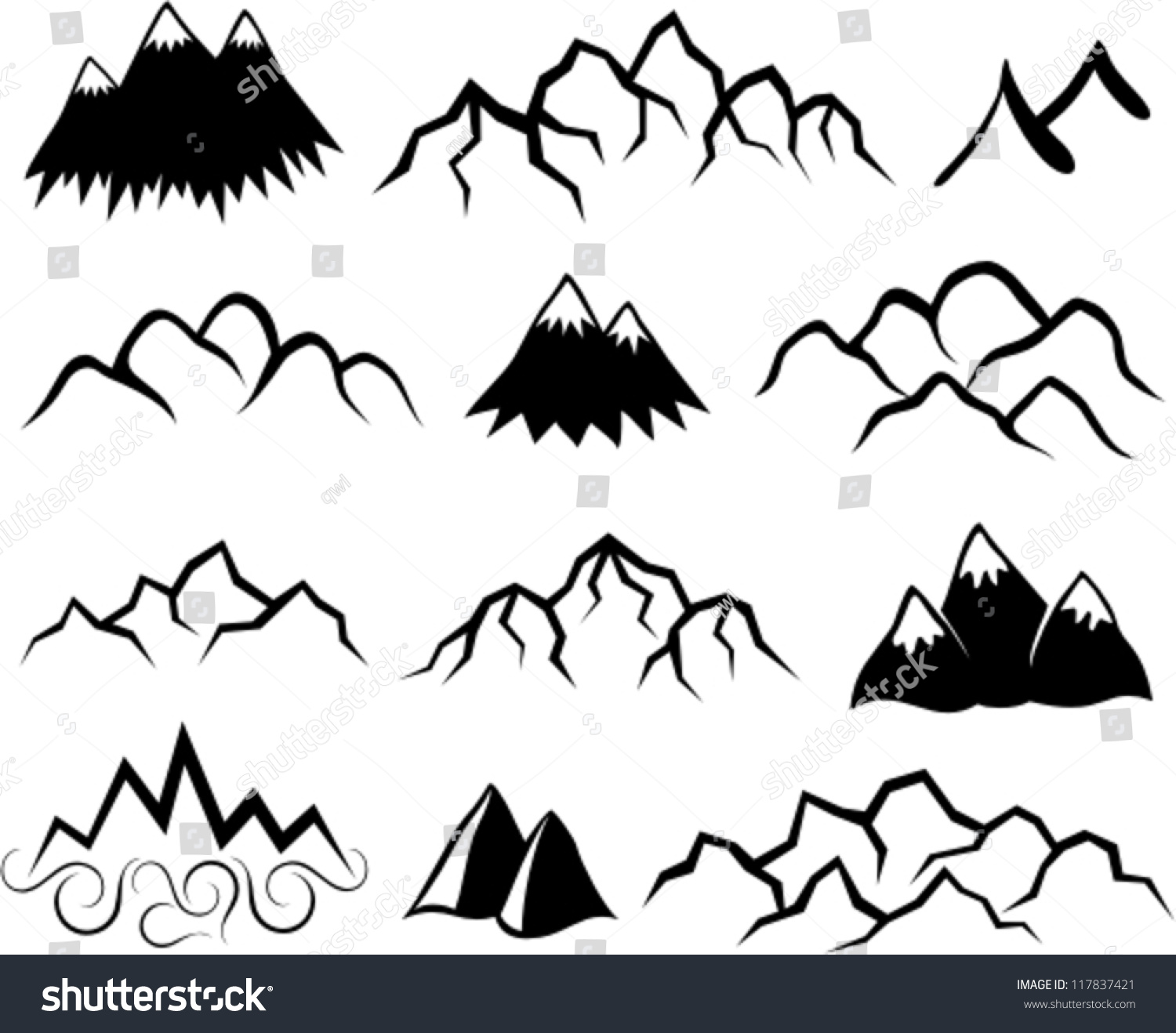 Vector Set Of Abstract Mountains 117837421 Shutterstock