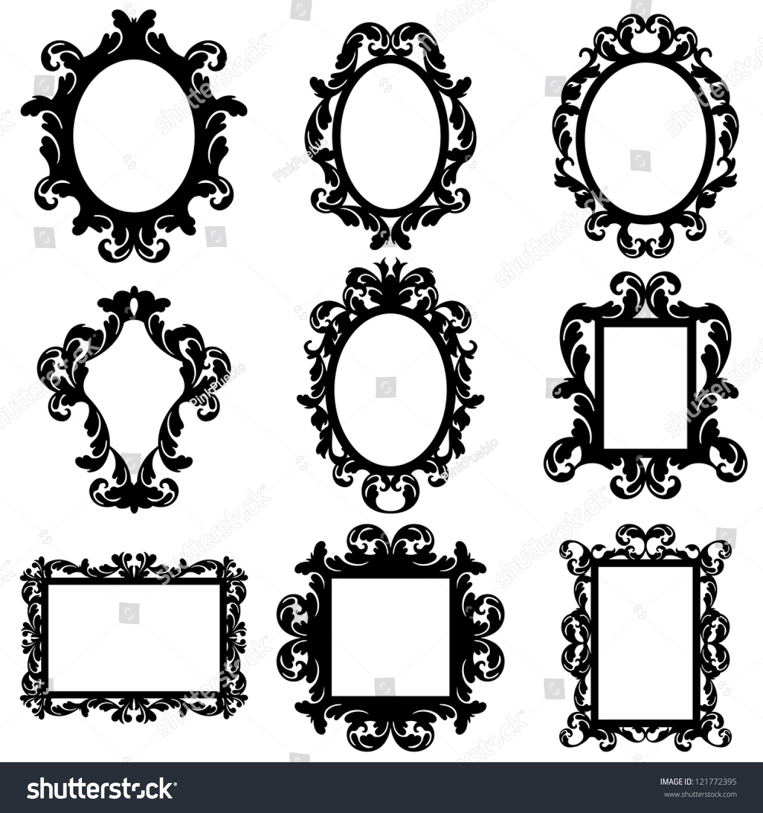 Vector Set Baroque Frame Silhouettes Stock Vector 121772395 - Shutterstock