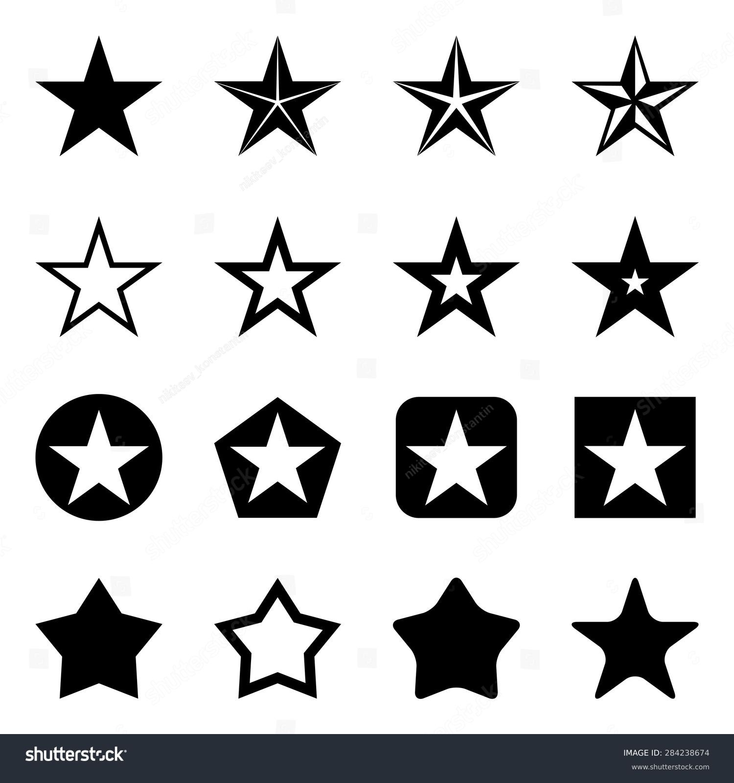 Vector Set Of Black Star Icons - 284238674 : Shutterstock