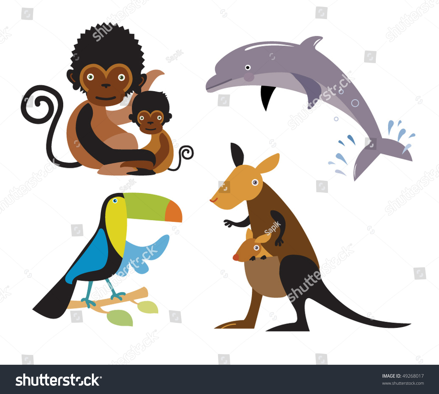 Vector Set Of Cartoon Animals - 49268017 : Shutterstock