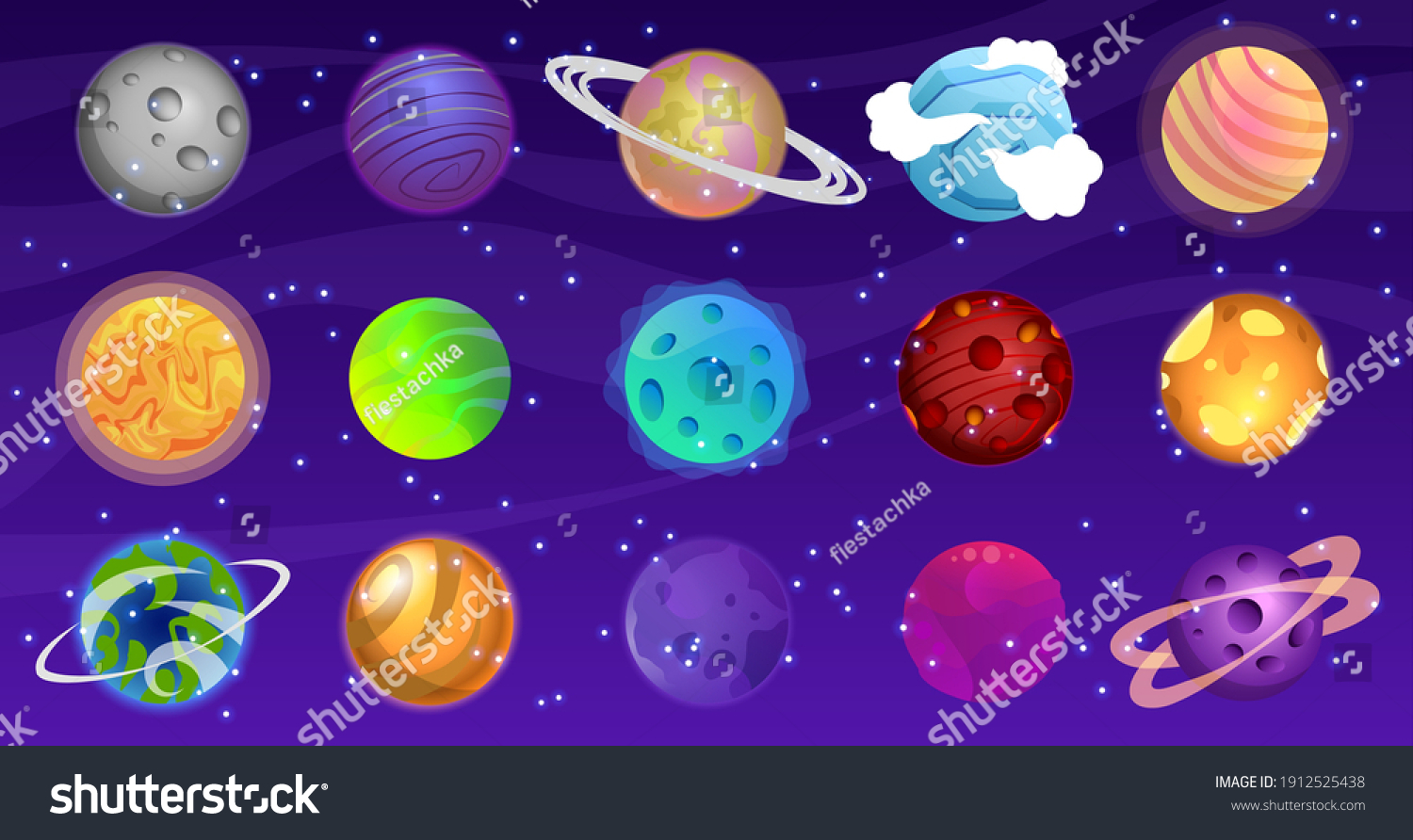 Vector Set Cartoon Planets Space Background Stock Vector Royalty Free