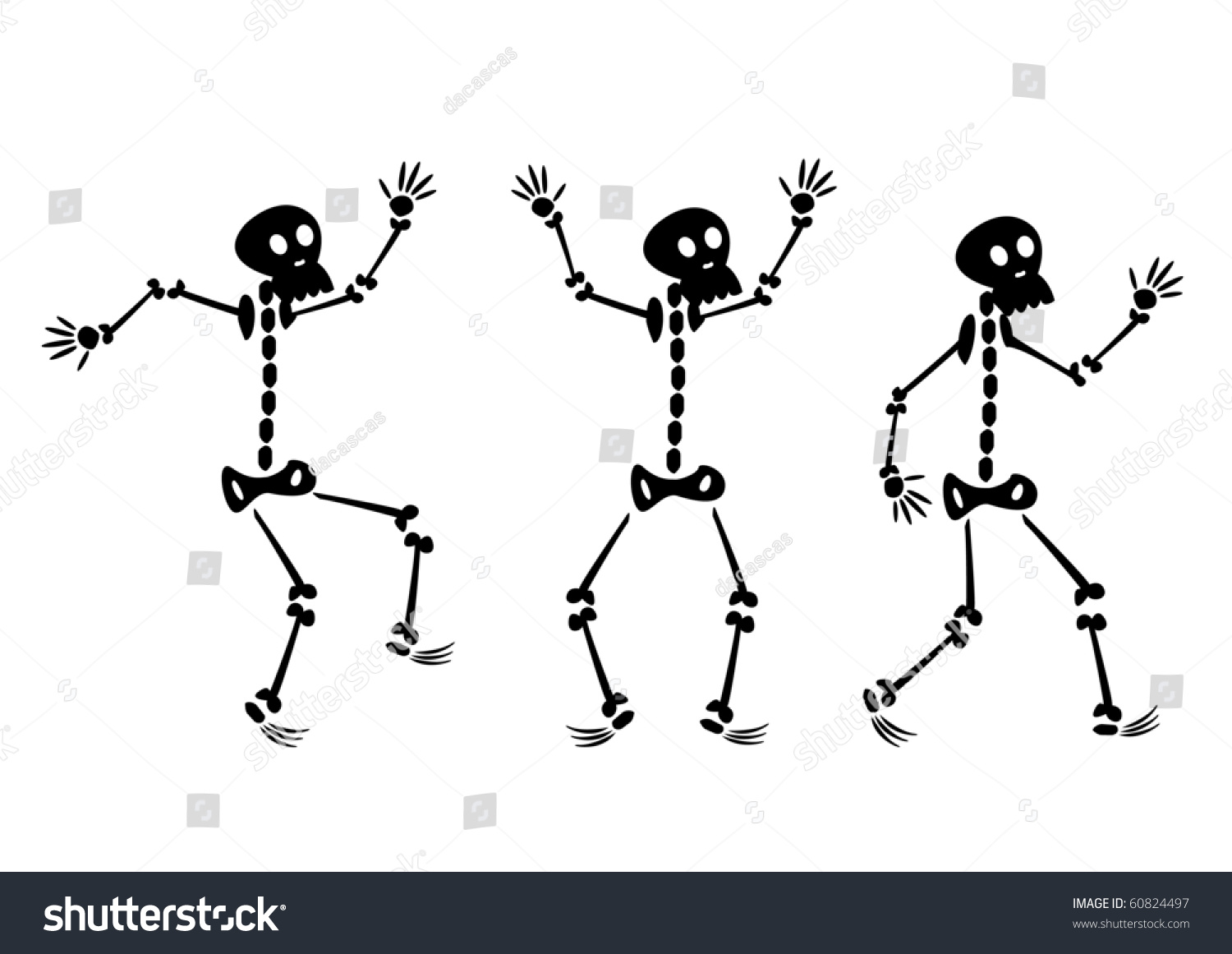 Vector Set Cartoon Skeletons Stock Vector 60824497 - Shutterstock