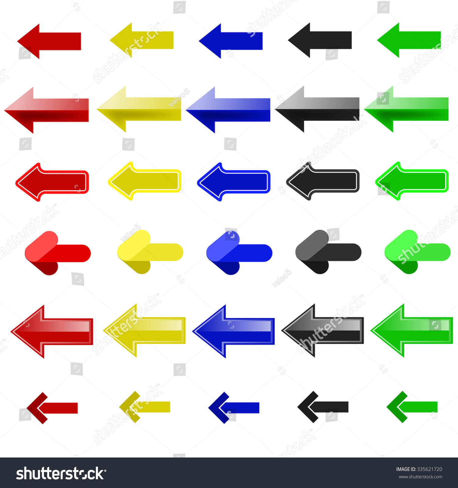 Vector Set Colorful Arrows Isolated On Stock Vector 335621720