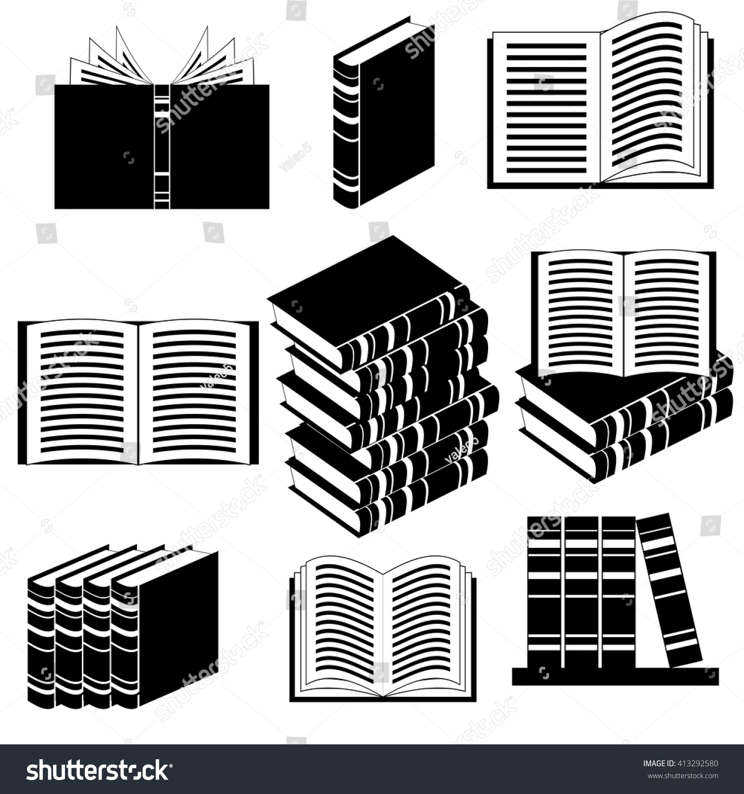 Vector Set Different Book Icons Isolated Stock Vector Royalty Free