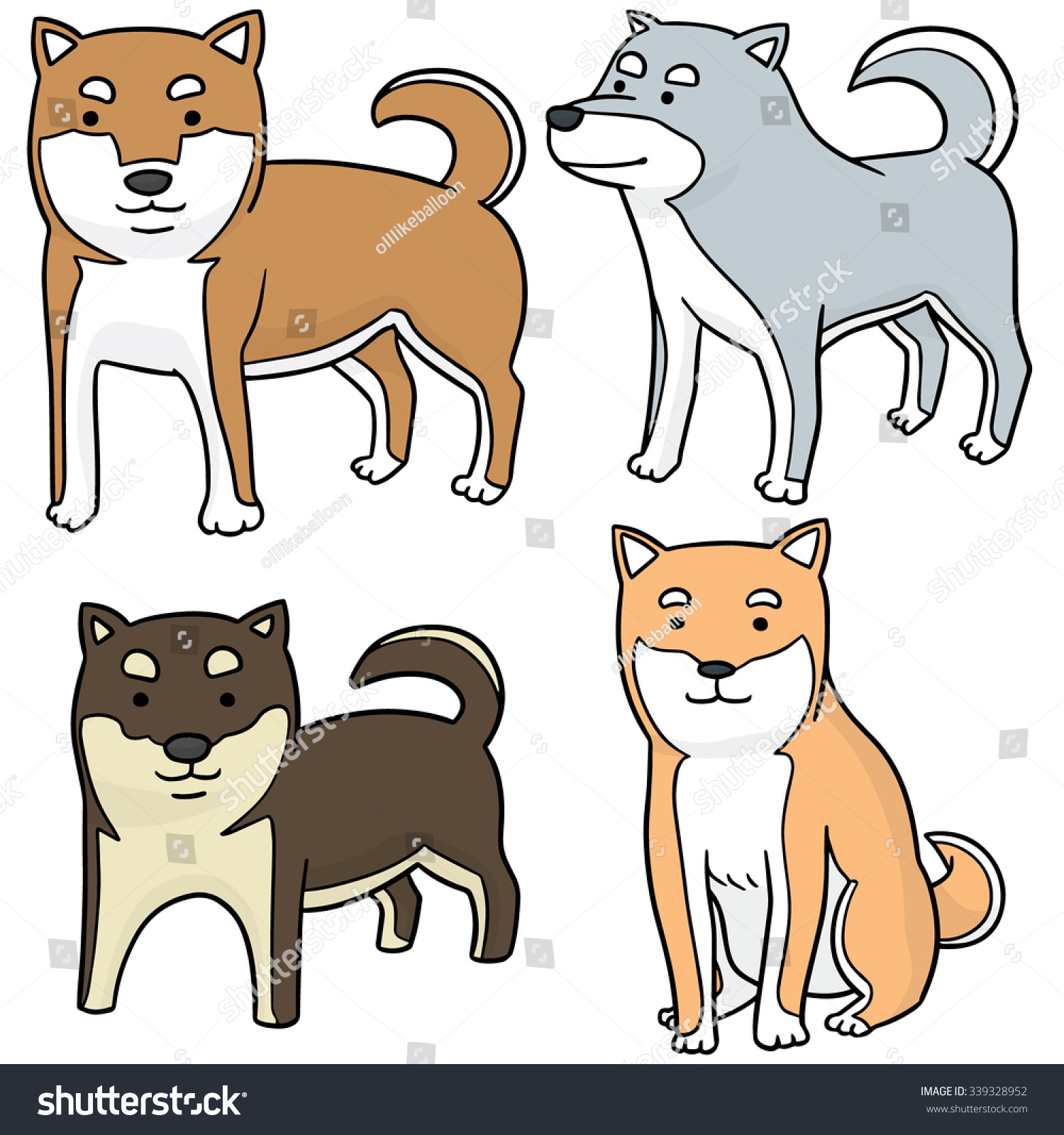 Vector Set Of Dog, Shiba Inu - 339328952 : Shutterstock