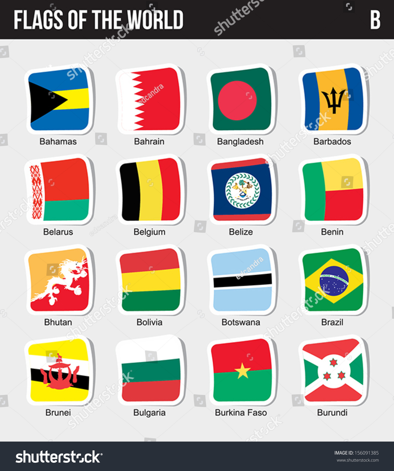 Vector Set Of Flags World Sorted Alphabetically. (B) - 156091385 ...