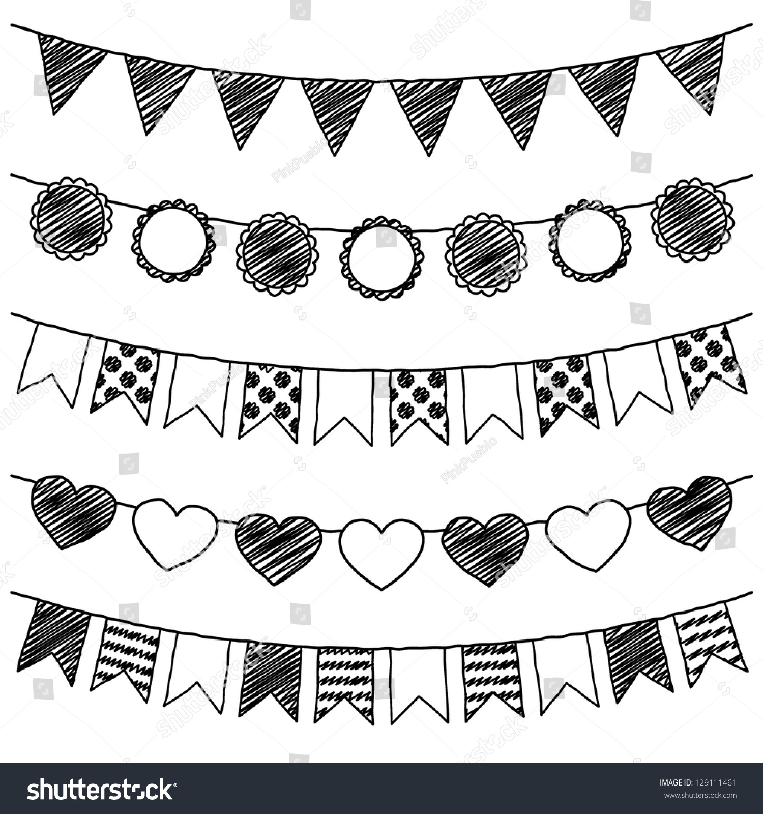 Vector Set Hand Drawn Doodle Bunting Stock Vector Royalty Free