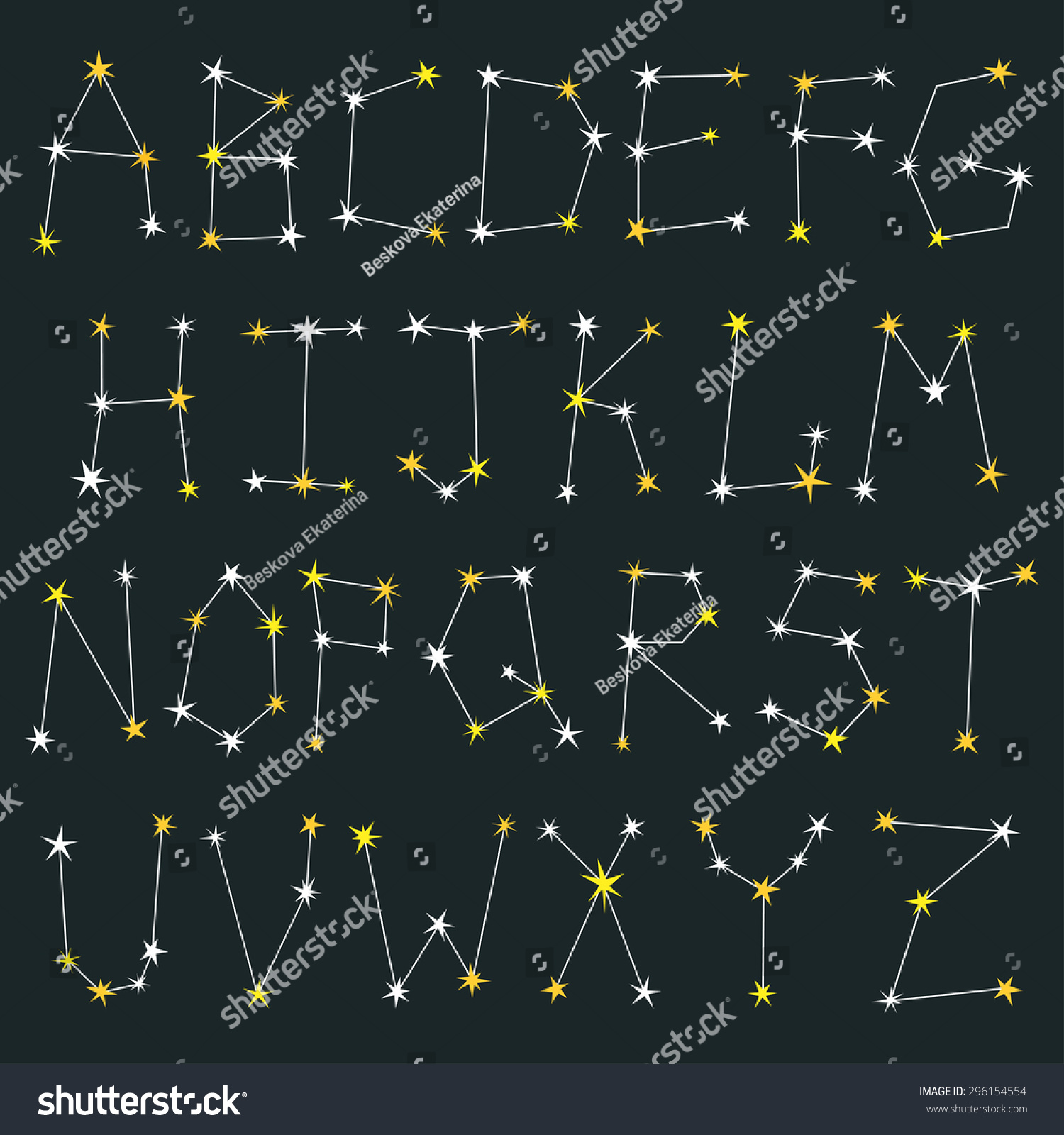 Vector Set Letters Made Constellations Stylish Stock Vector 296154554 - Shutterstock