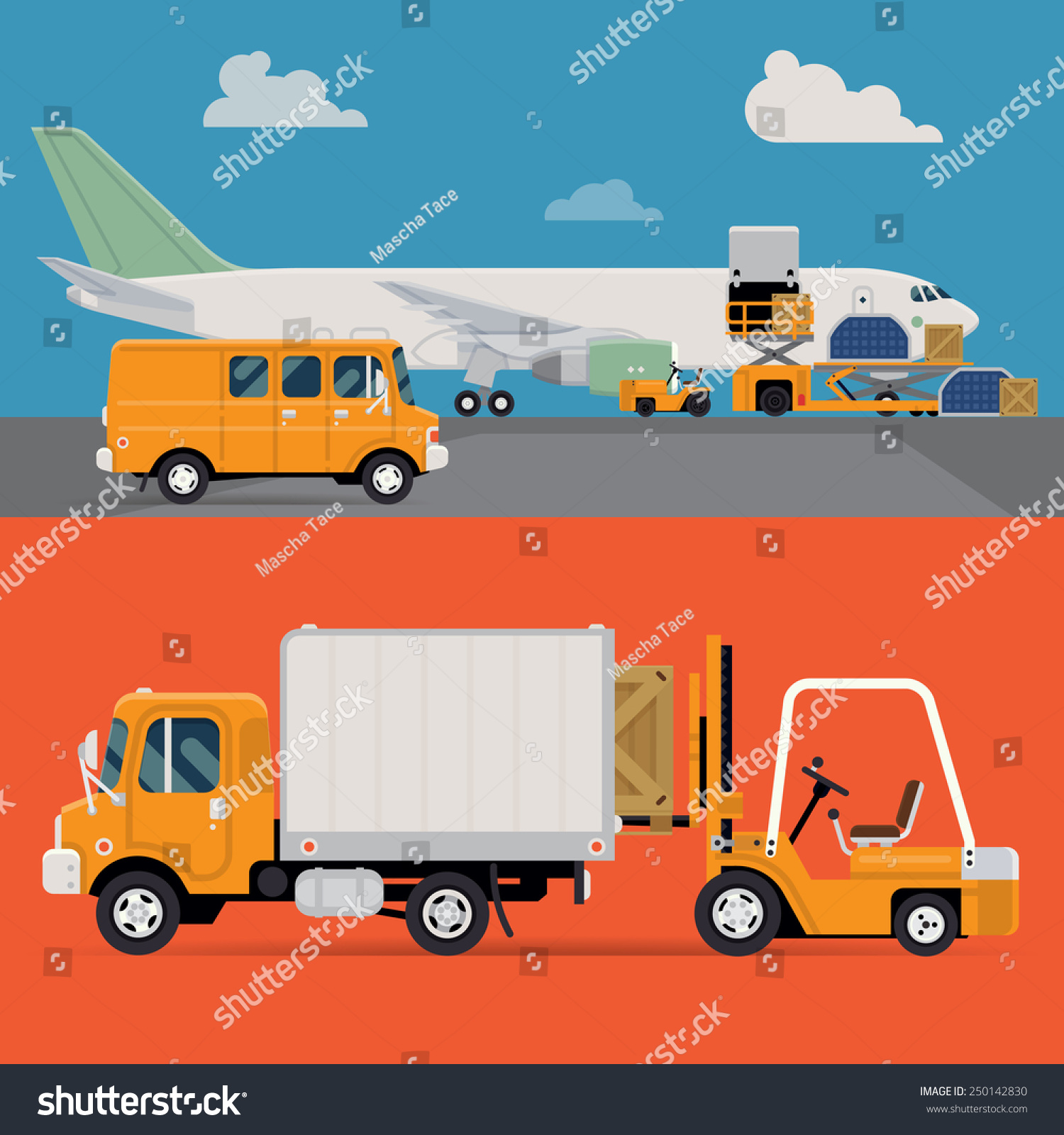 Vector Set Of Modern Creative Detailed Visuals On Delivery And Shipping Logistics Service In