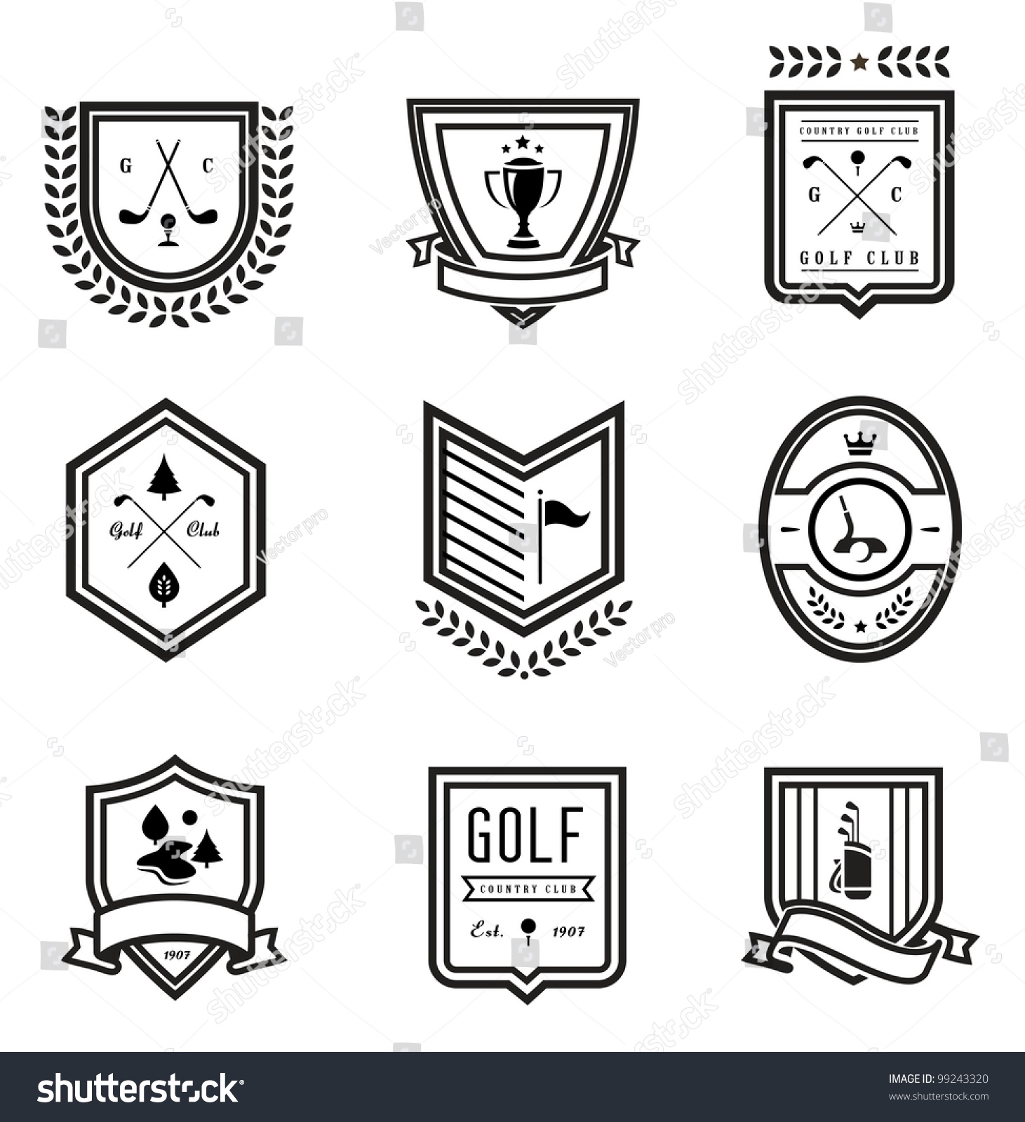 Vector Set Of Nine Various Golf Emblems - 99243320 : Shutterstock